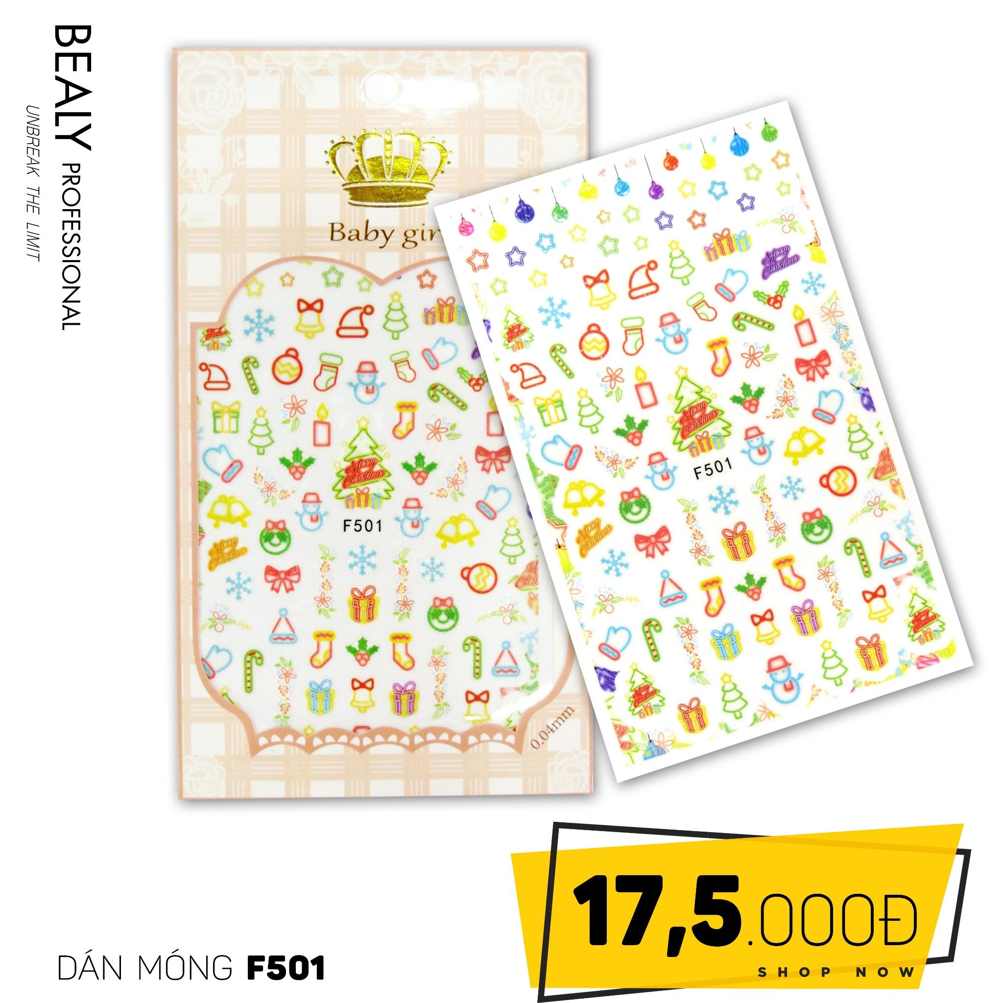 STICKER DÁN MÓNG BABY GIRL TÚI HỒNG CARO VUÔNG F501