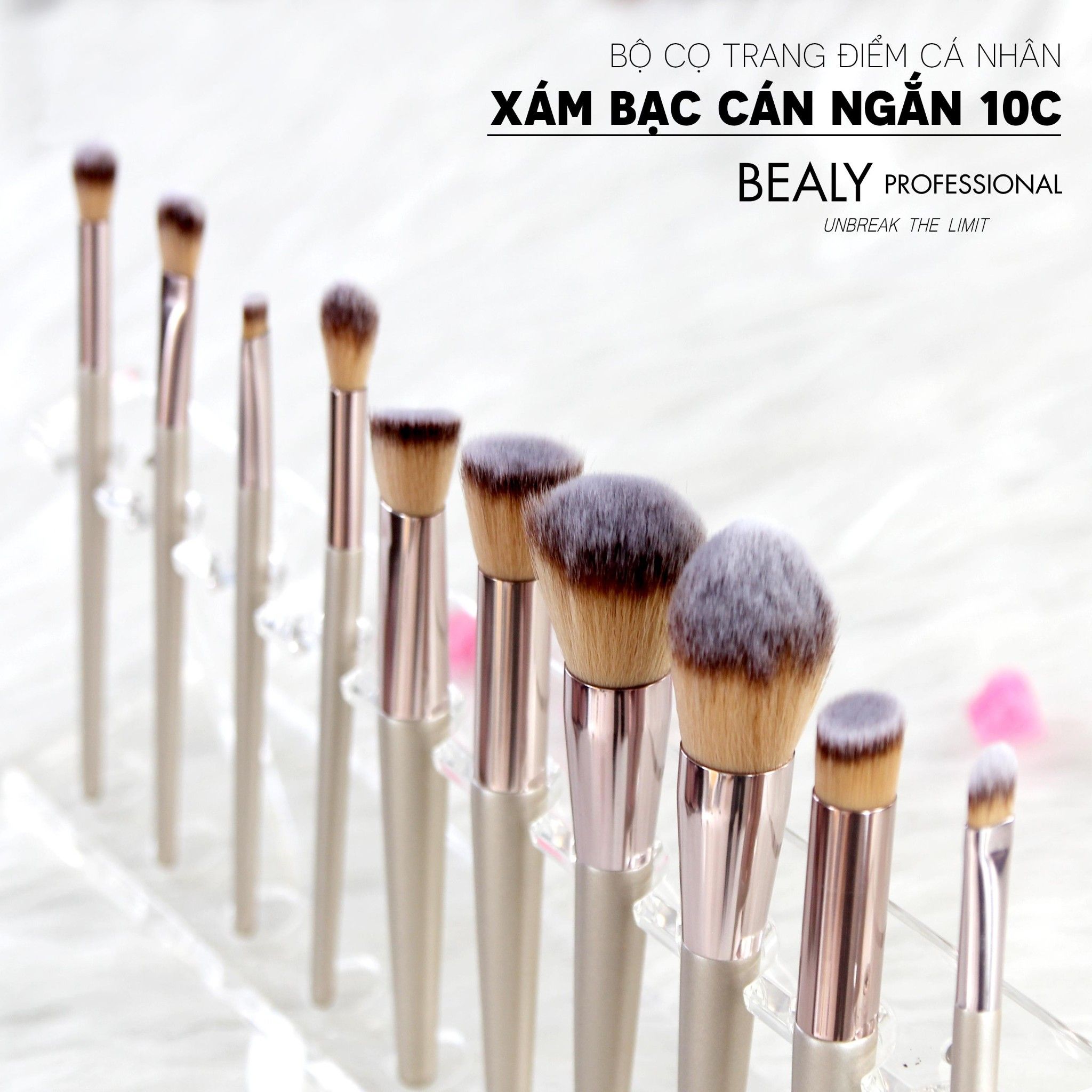 BỘ CỌ TRANG ĐIỂM CÁ NHÂN XÁM BẠC CÁN NGẮN 10C