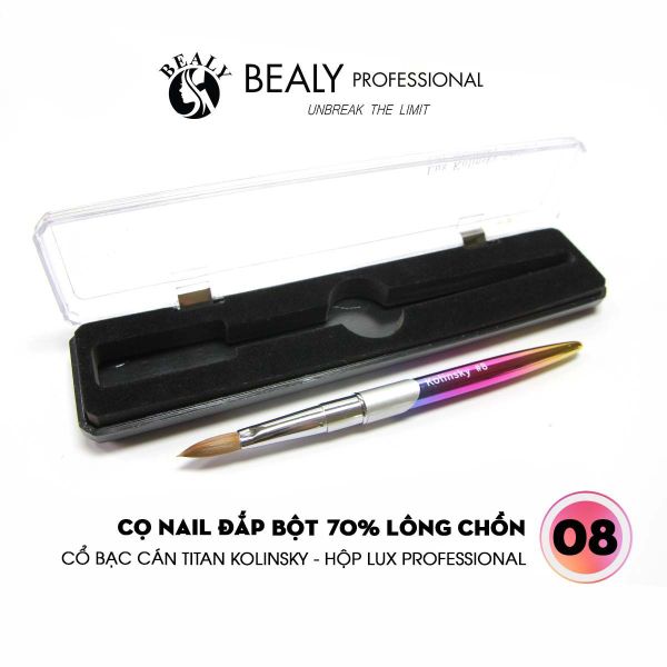 CỌ NAIL ĐẮP BỘT LÔNG CHỒN CỔ BẠC CÁN TITIAN KOLINSKY - HỘP LUX PROFESSIONAL