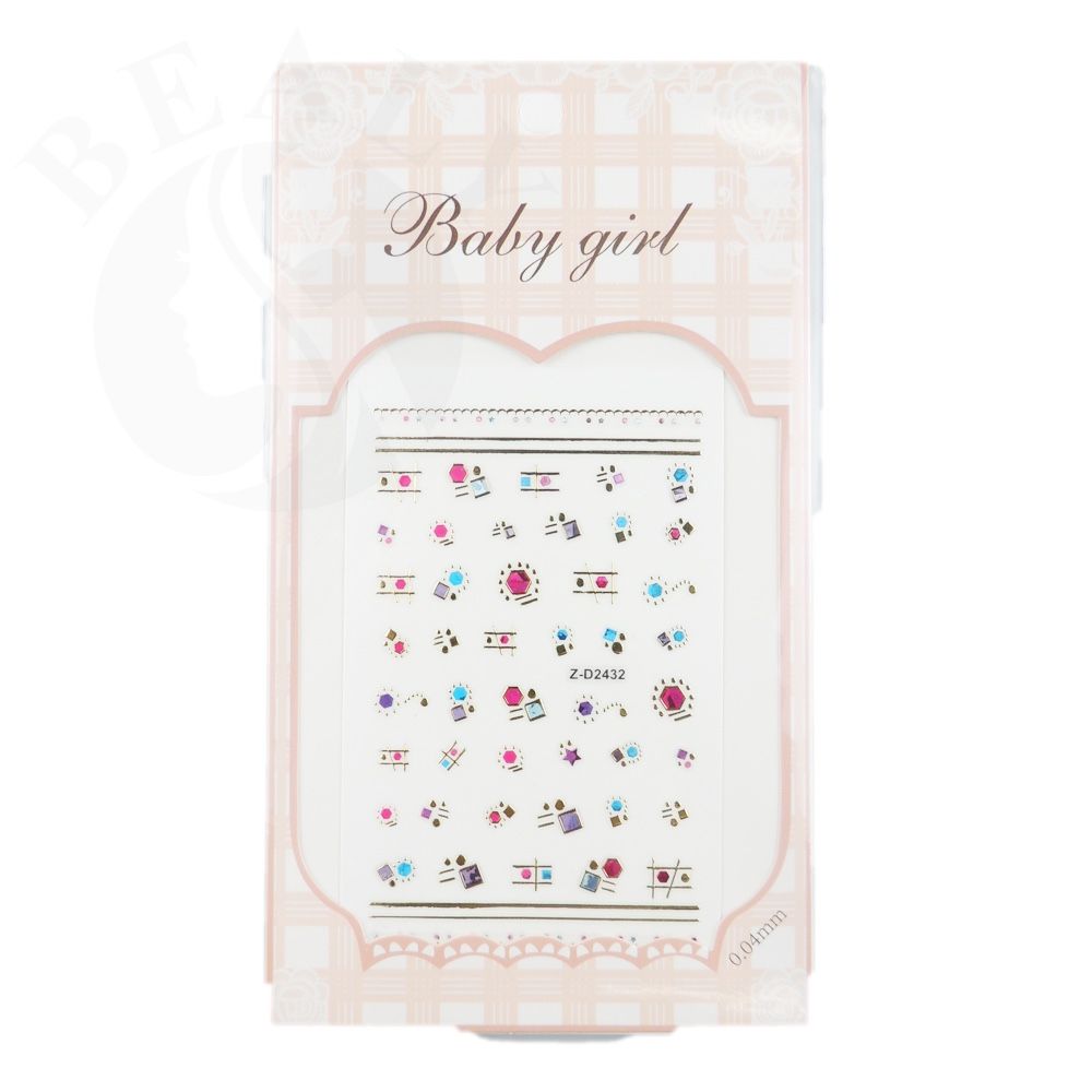 STICKER DÁN MÓNG BABY GIRL TÚI HỒNG CARO VUÔNG Z-D2432