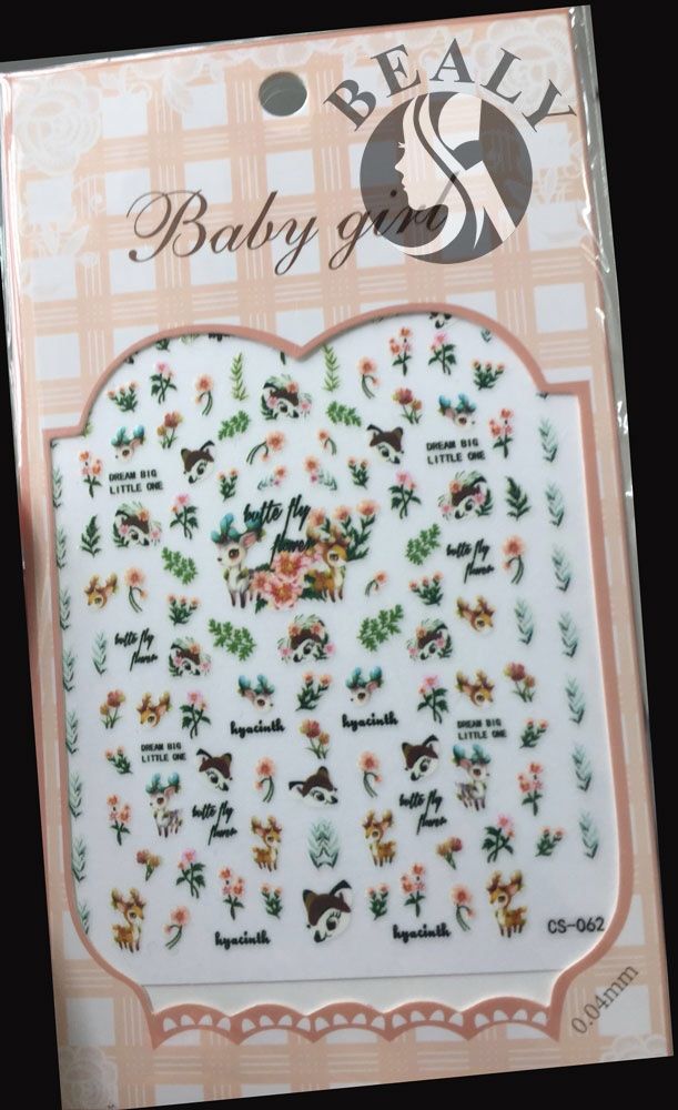 STICKER DÁN MÓNG BABY GIRL TÚI HỒNG CARO VUÔNG CS-062