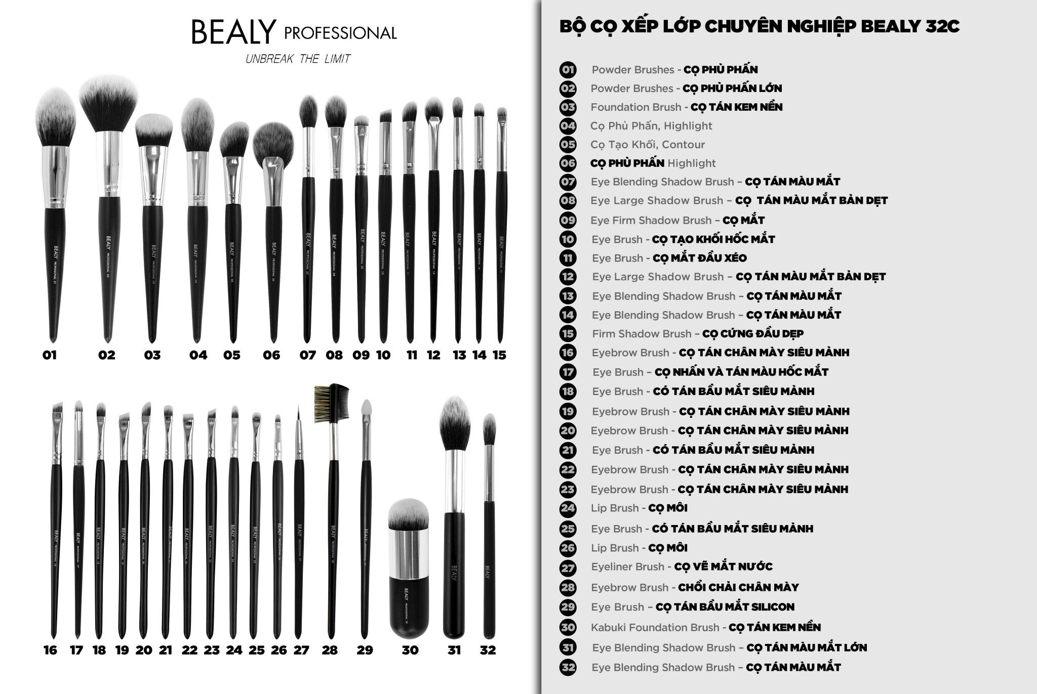 BỘ CỌ TRANG ĐIỂM XẾP LỚP BEALY 32C