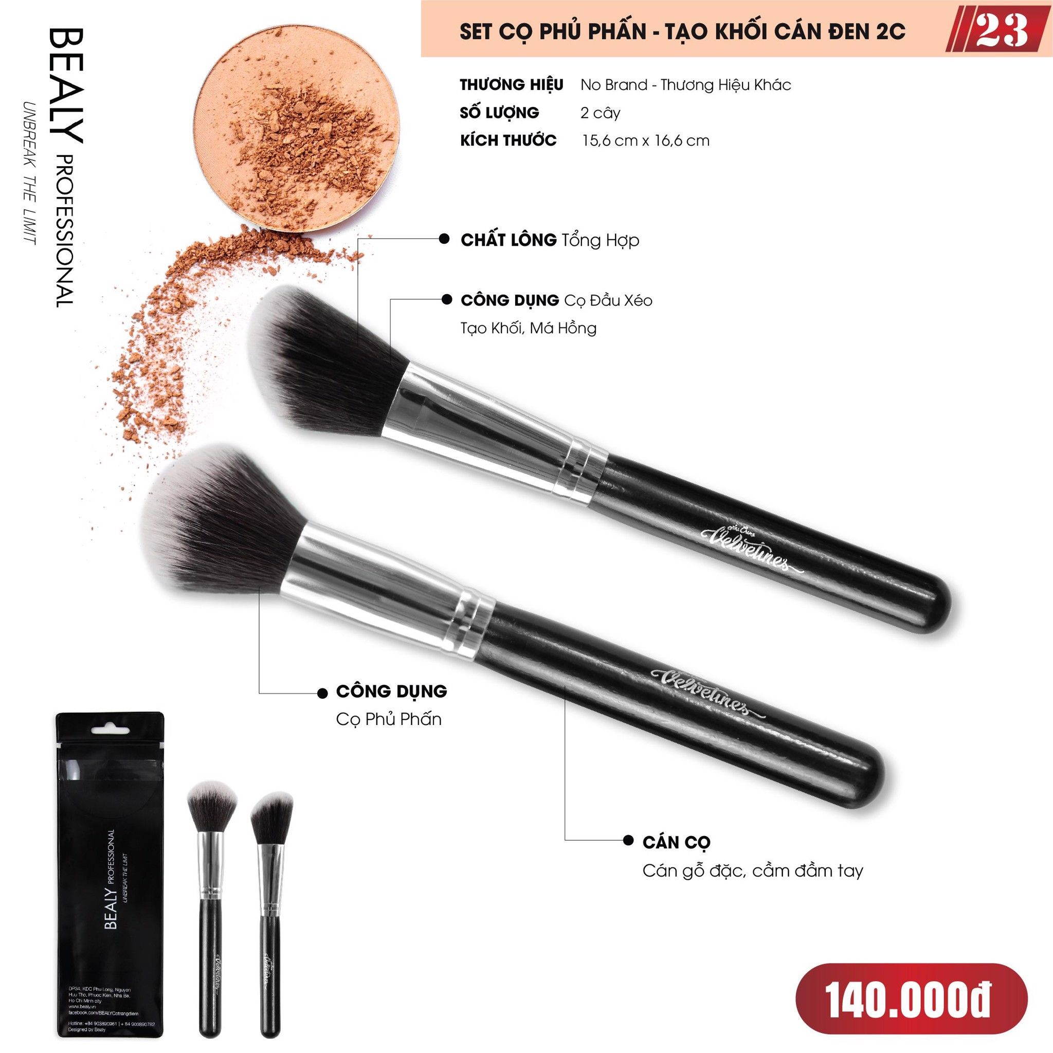 SET CỌ PHỦ PHẤN VÀ TẠO KHỐI CÁN ĐEN 2C