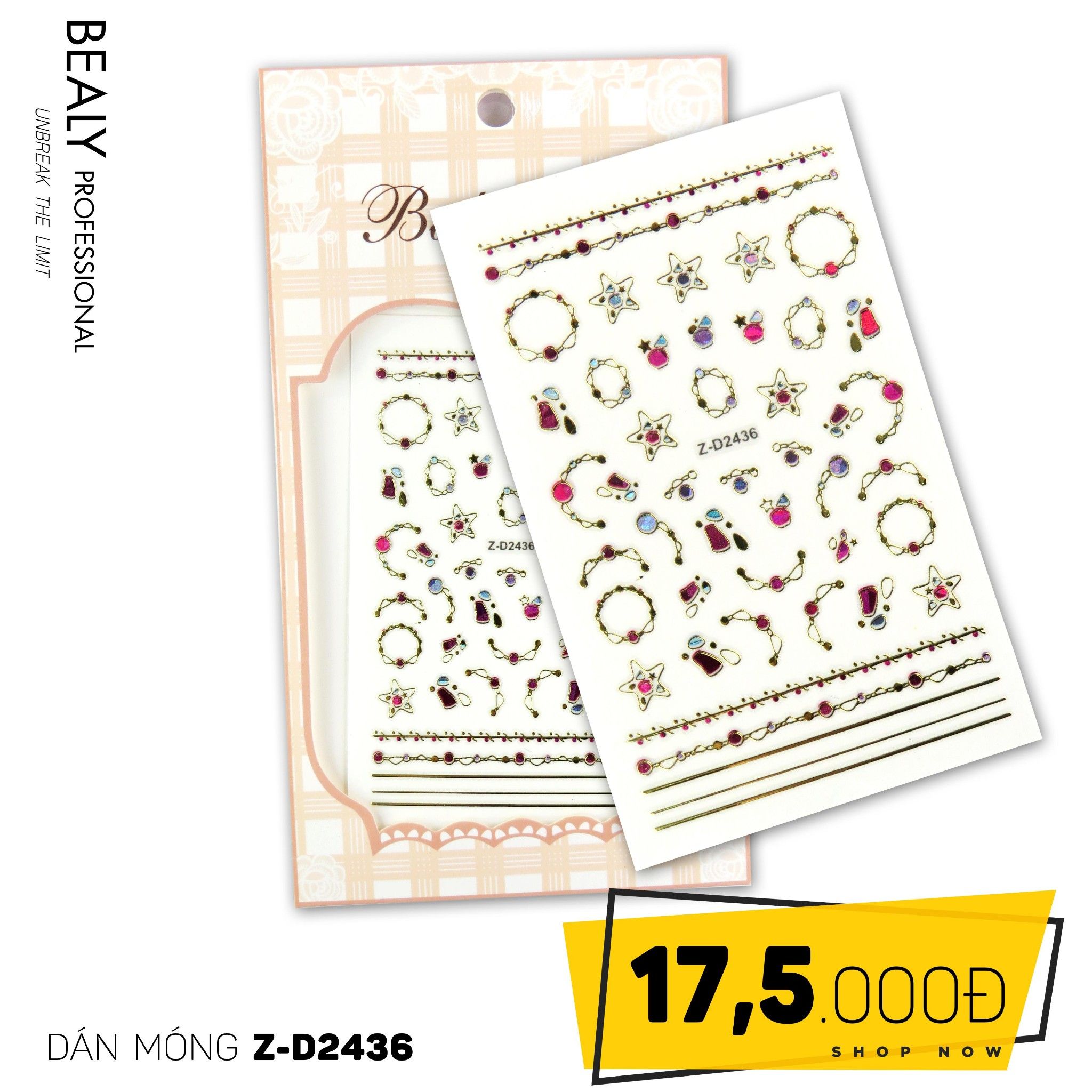 STICKER DÁN MÓNG BABY GIRL TÚI HỒNG CARO VUÔNG Z-D2436