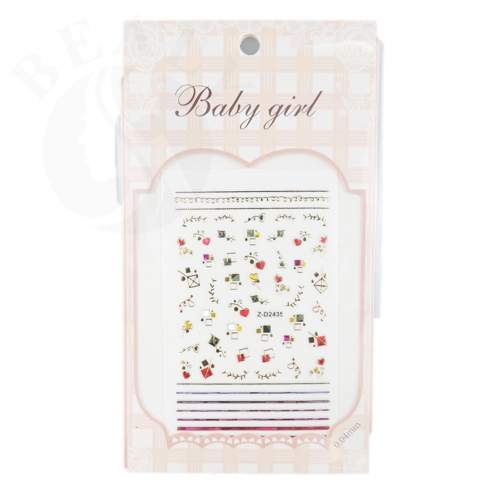 STICKER DÁN MÓNG BABY GIRL TÚI HỒNG CARO VUÔNG Z-D2435