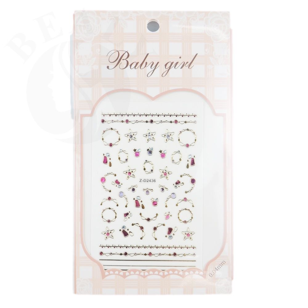 STICKER DÁN MÓNG BABY GIRL TÚI HỒNG CARO VUÔNG Z-D2436