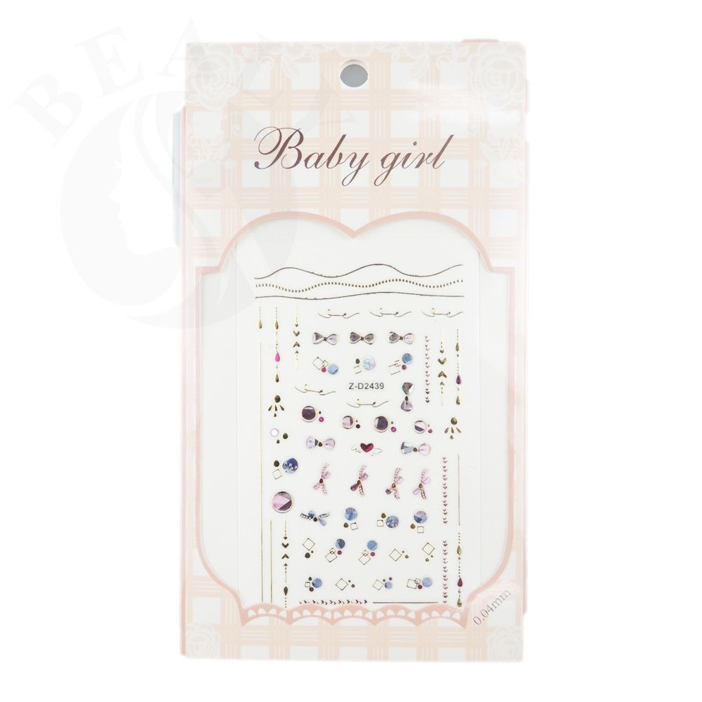 STICKER DÁN MÓNG BABY GIRL TÚI HỒNG CARO VUÔNG Z-D2439