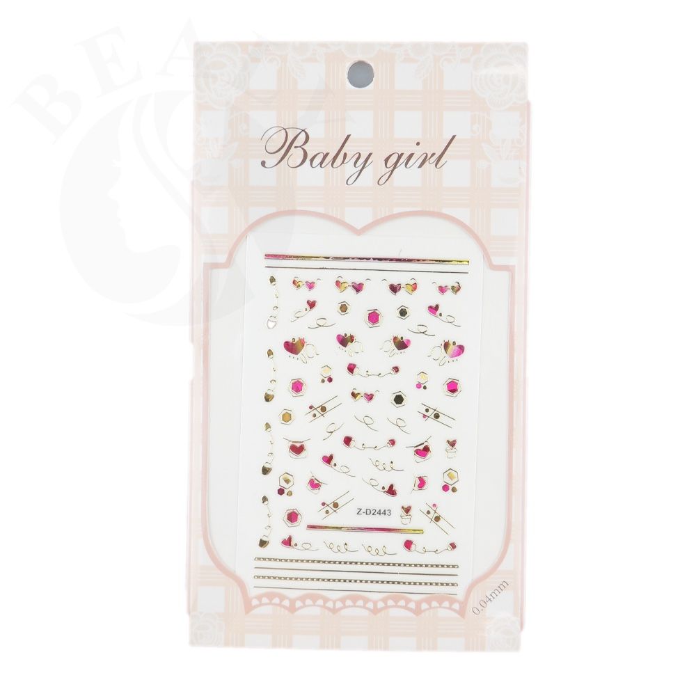 STICKER DÁN MÓNG BABY GIRL TÚI HỒNG CARO VUÔNG Z-D2443