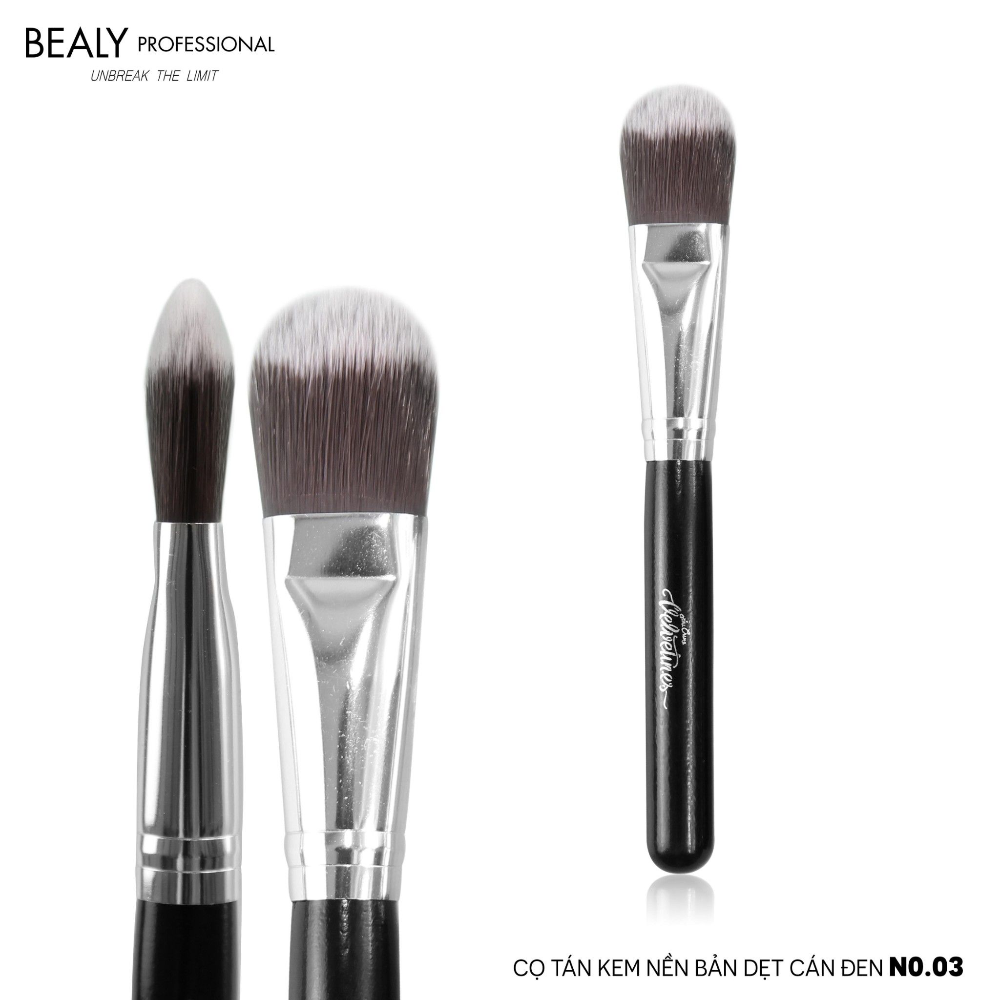 CỌ TÁN KEM NỀN BẢN DẸT CÁN ĐEN NO.03