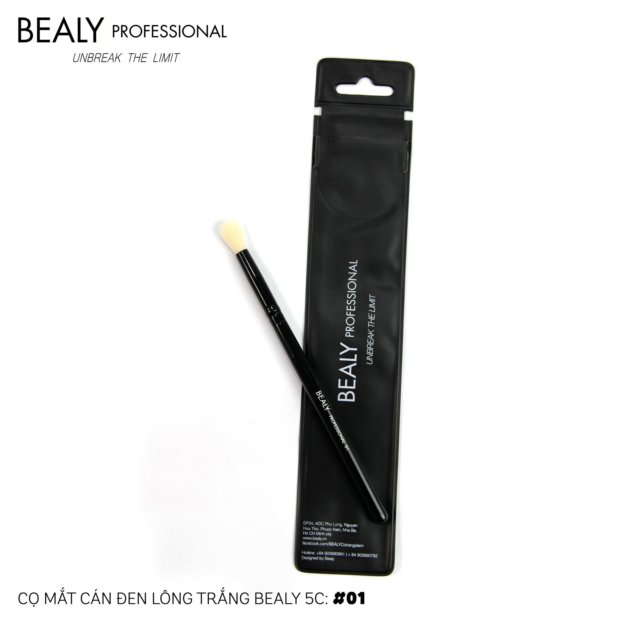 CỌ TÁN PHẤN MẮT CÁN ĐEN LÔNG TRẮNG BEALY N0.01
