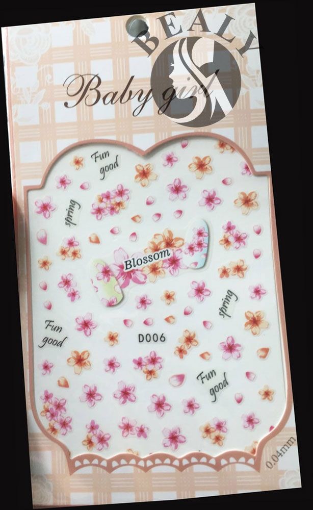 STICKER DÁN MÓNG BABY GIRL TÚI HỒNG CARO VUÔNG D006
