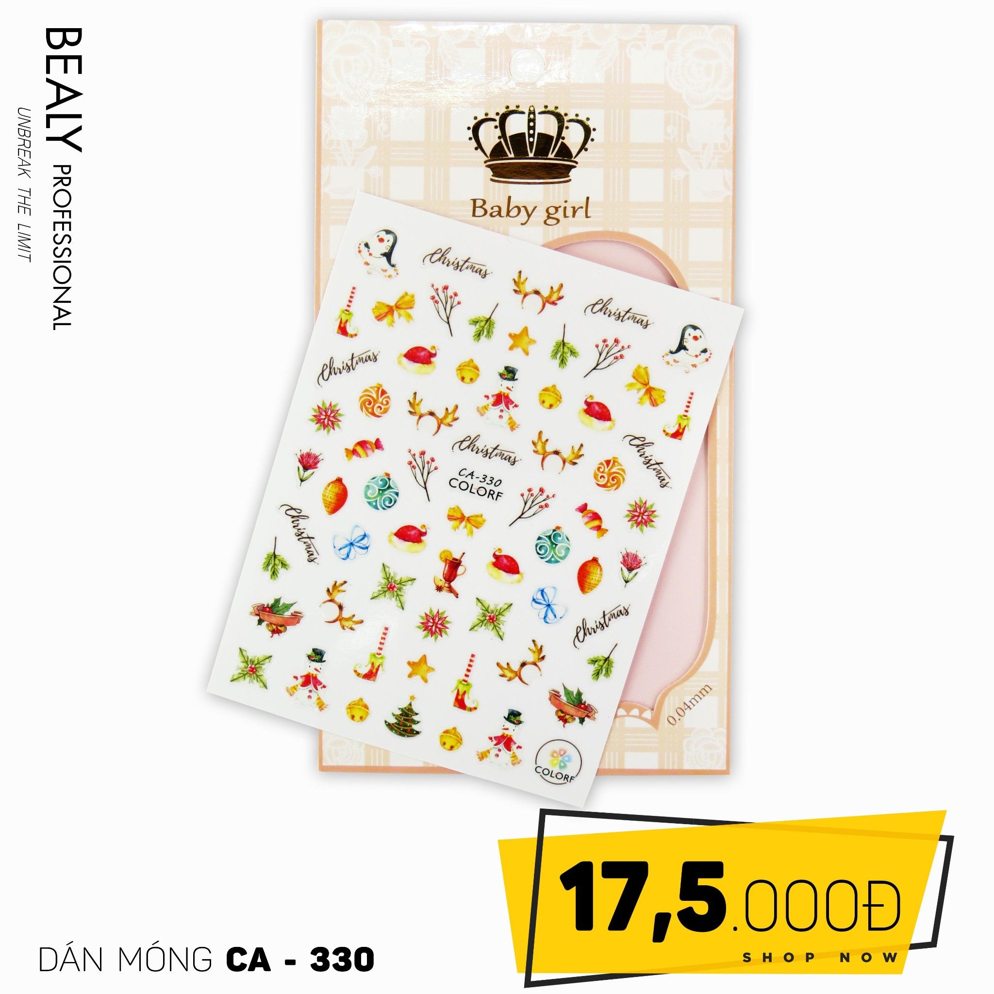 STICKER DÁN MÓNG BABY GIRL TÚI HỒNG CARO VUÔNG CA330