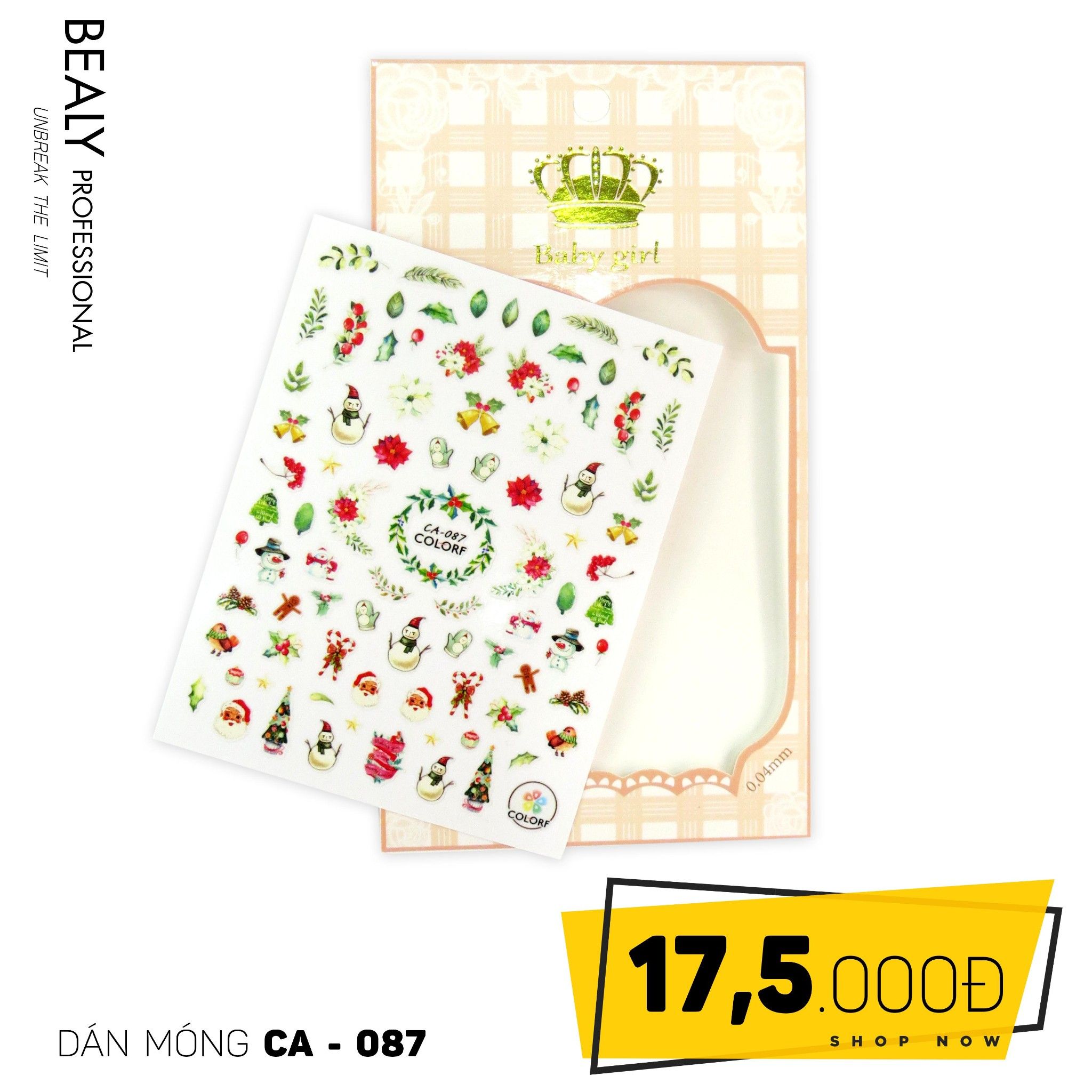 STICKER DÁN MÓNG BABY GIRL TÚI HỒNG CARO VUÔNG CA087