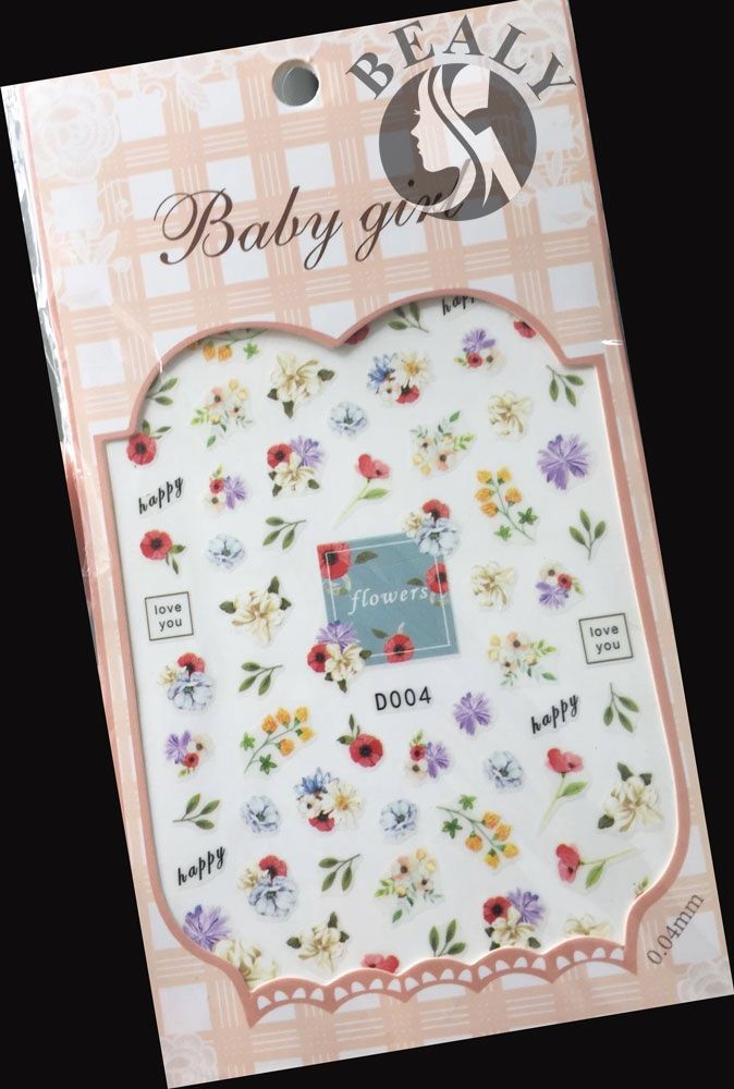 STICKER DÁN MÓNG BABY GIRL TÚI HỒNG CARO VUÔNG D004