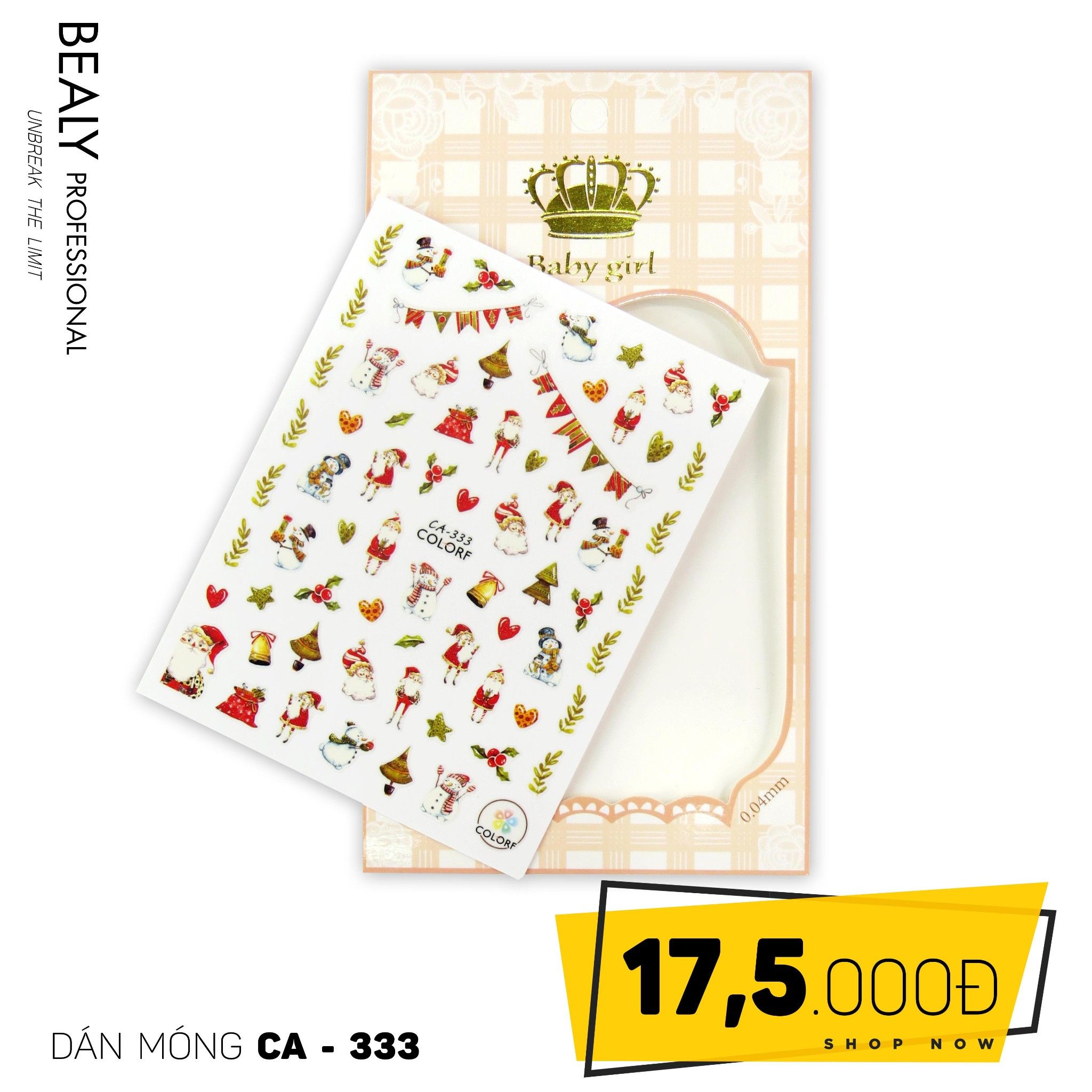 STICKER DÁN MÓNG BABY GIRL TÚI HỒNG CARO VUÔNG CA333