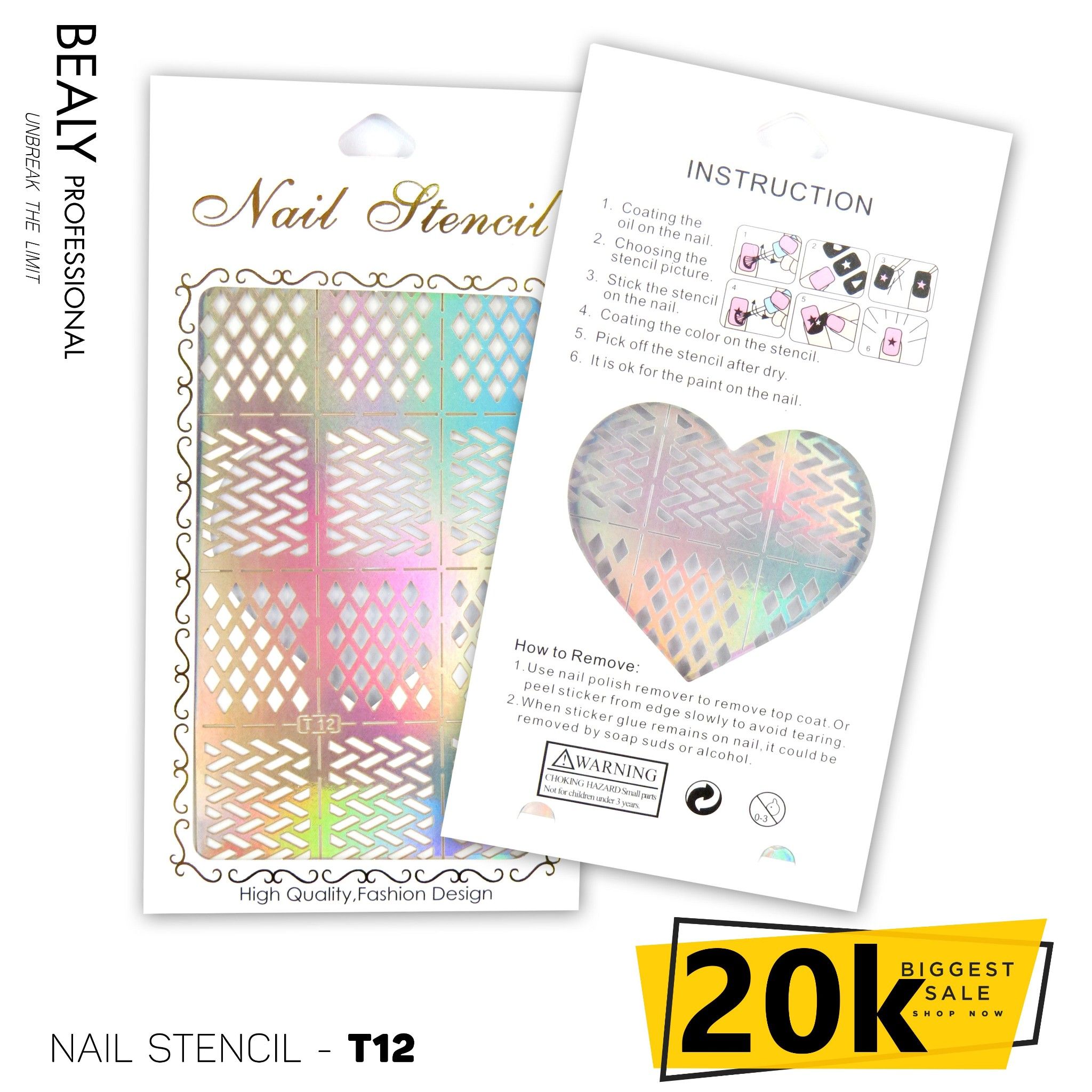 GIẤY DÁN SƠN MÓNG TẠO KIỂU NAIL STENCIL TÚI TRẮNG #T12