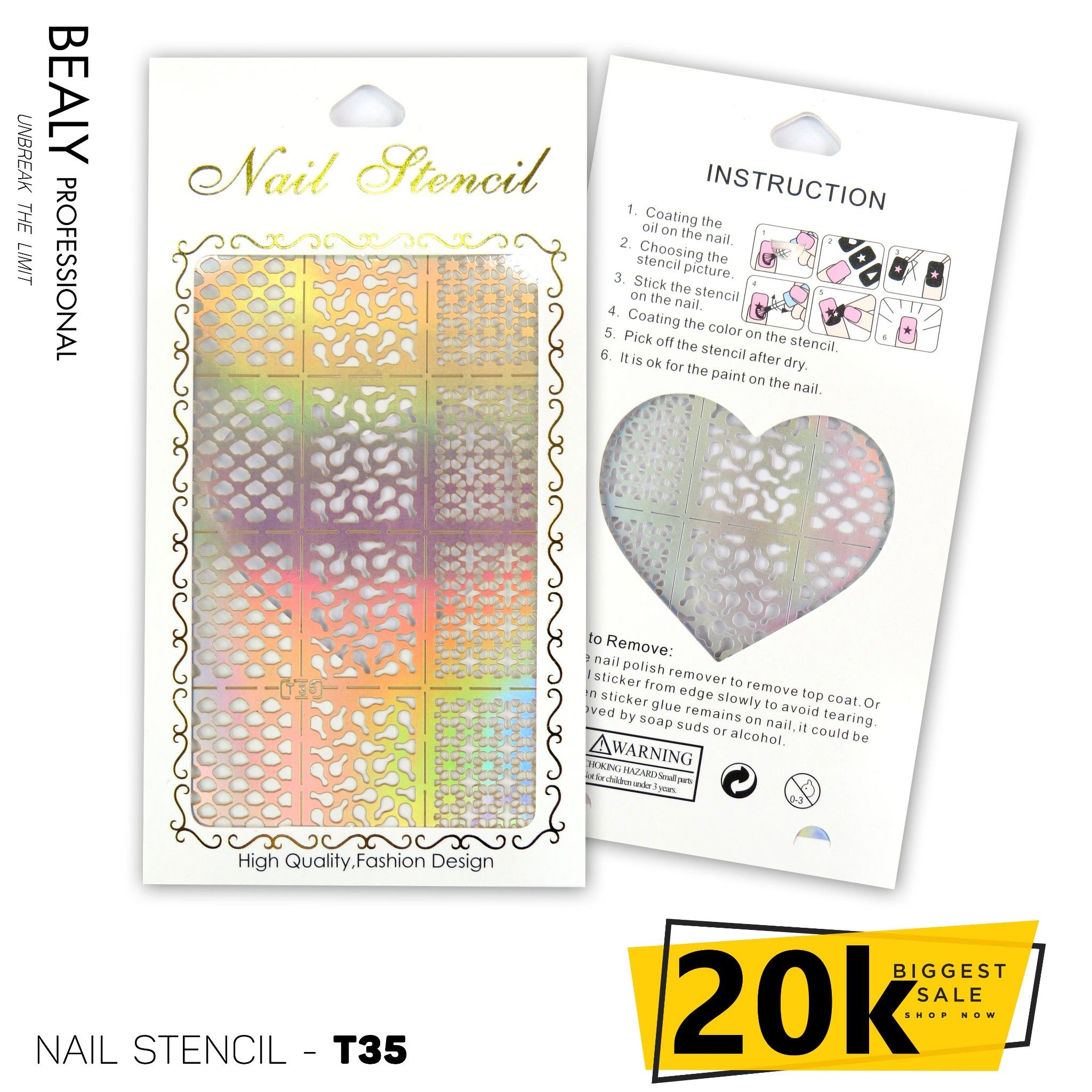 GIẤY DÁN SƠN MÓNG TẠO KIỂU NAIL STENCIL TÚI TRẮNG #T35