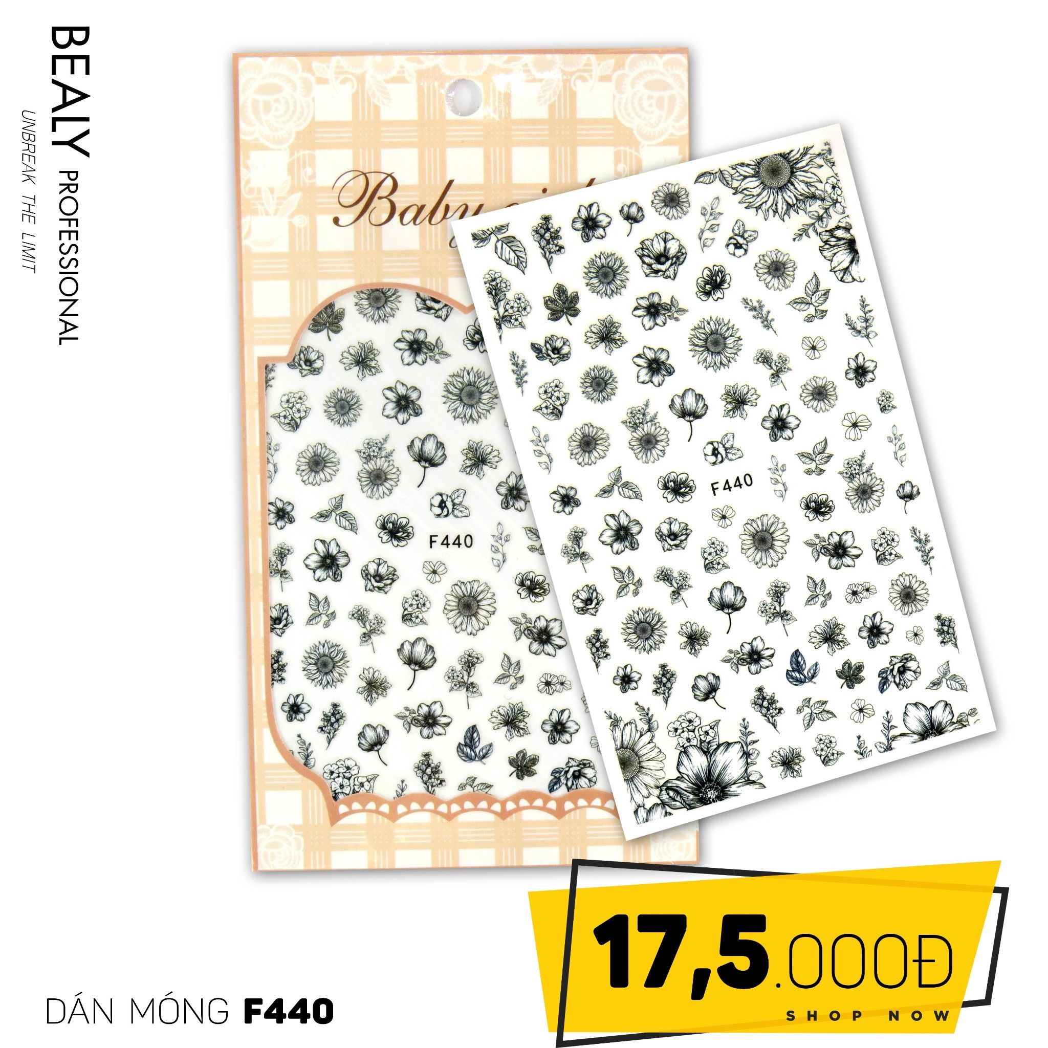STICKER DÁN MÓNG BABY GIRL TÚI HỒNG CARO VUÔNG F440