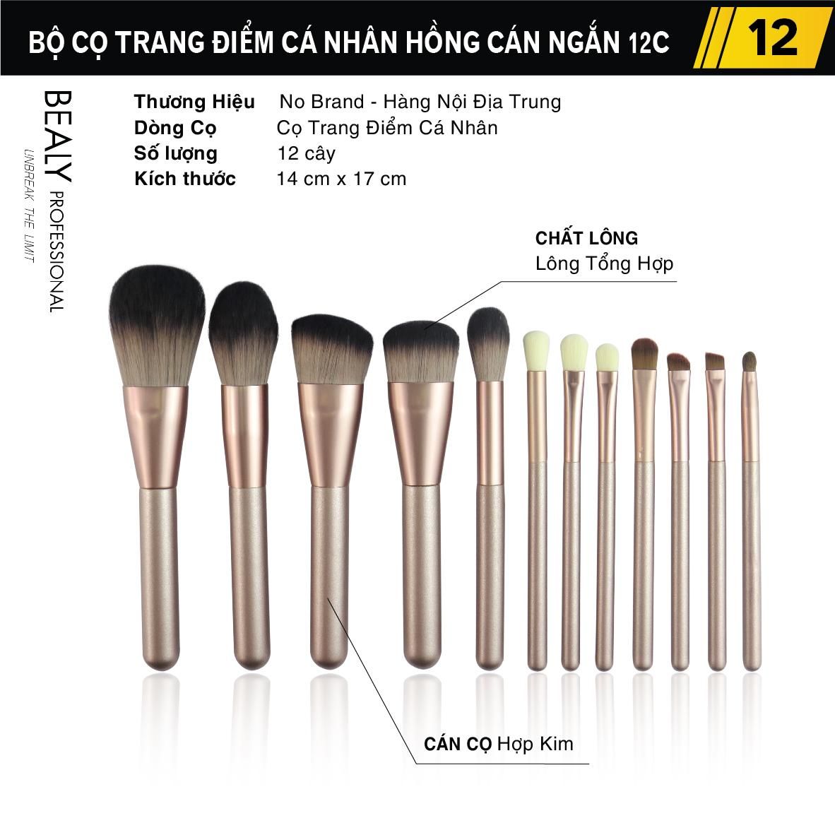 BỘ CỌ TRANG ĐIỂM CÁ NHÂN HỒNG CÁN NGẮN 12C