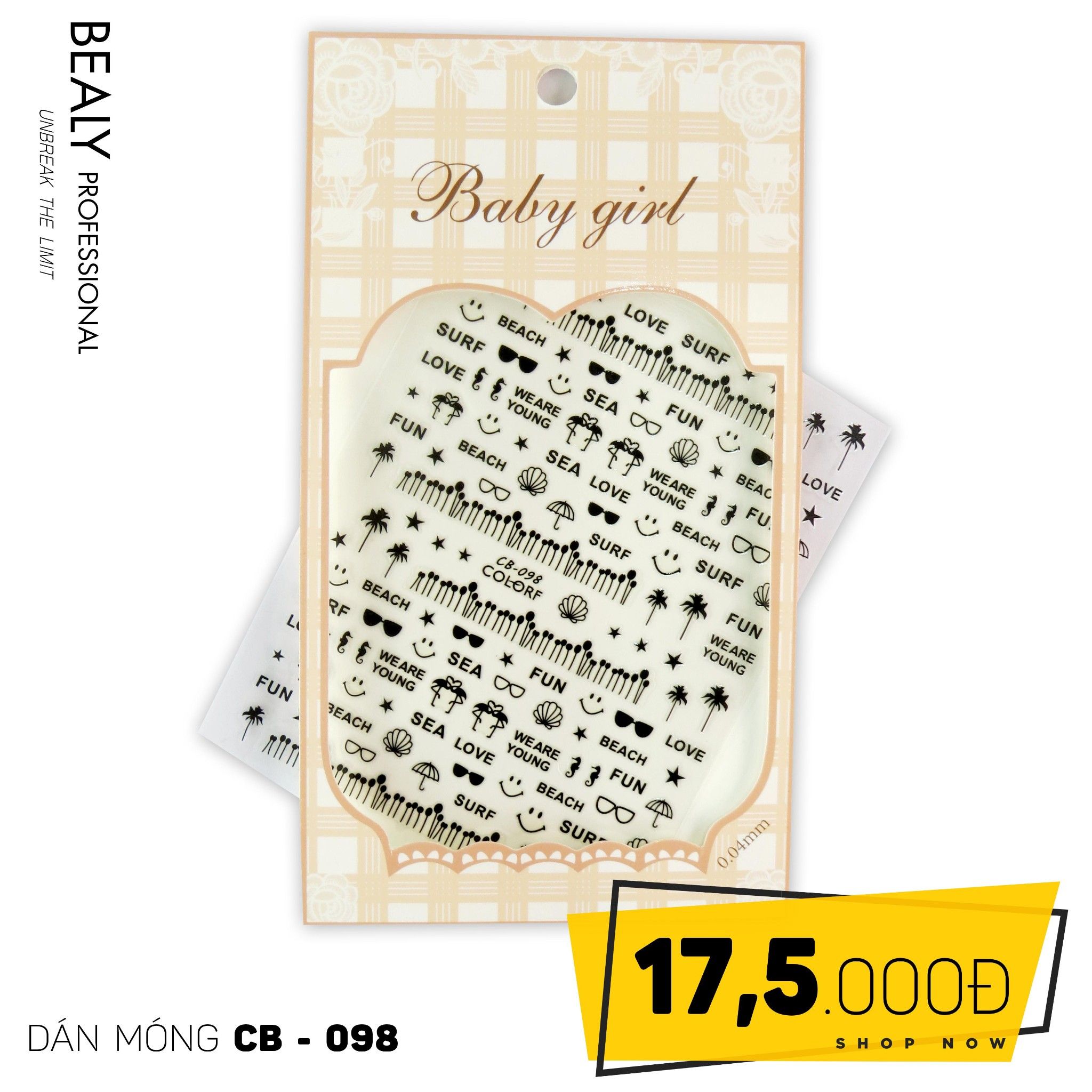 STICKER DÁN MÓNG BABY GIRL TÚI HỒNG CARO VUÔNG CB098