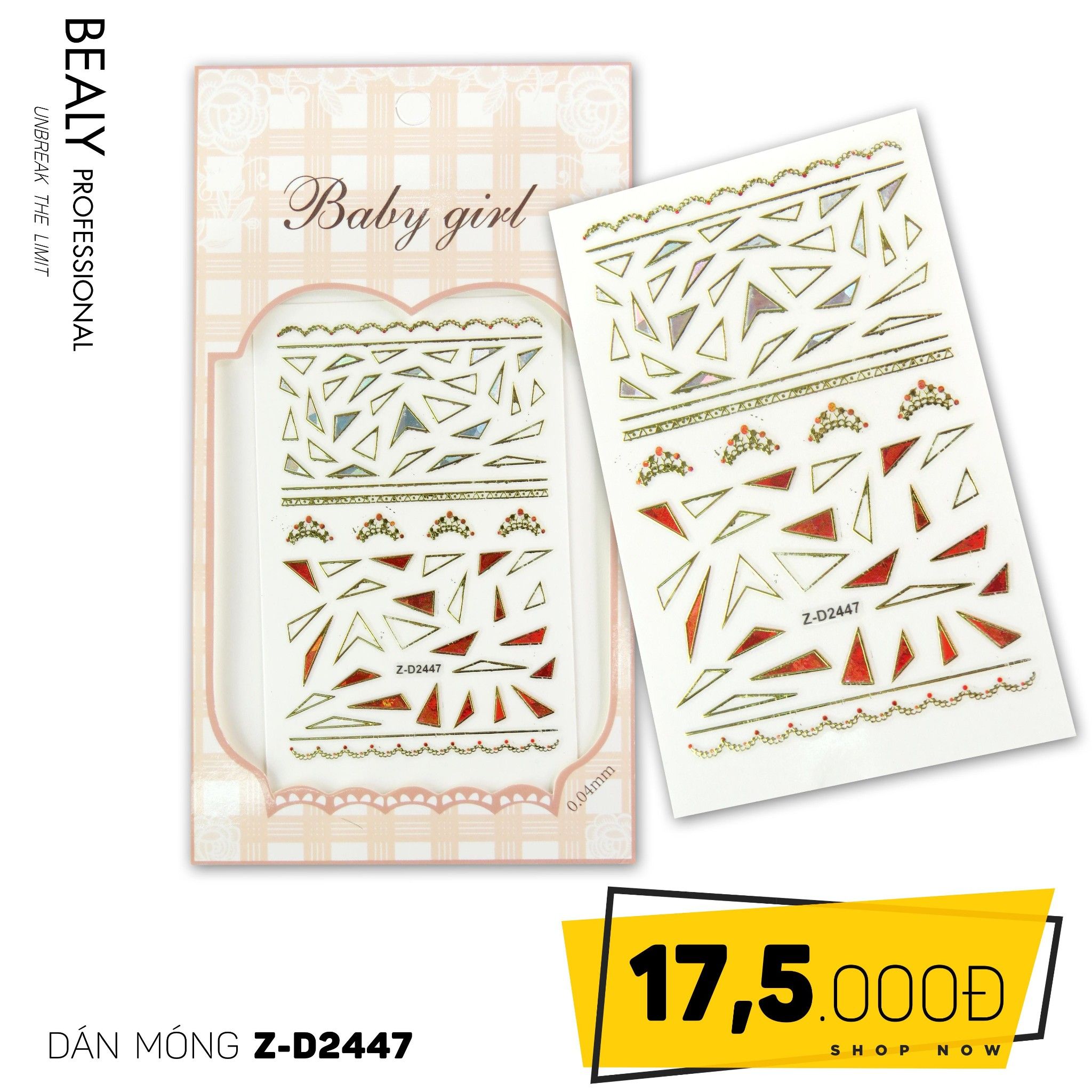 STICKER DÁN MÓNG BABY GIRL TÚI HỒNG CARO VUÔNG Z-D2447