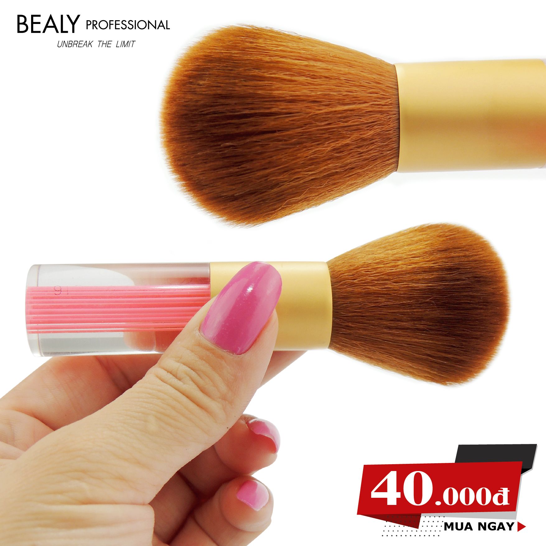 CỌ PHỦ MINI BEALY CÁN NHỰA TRONG HỒNG NHẠT