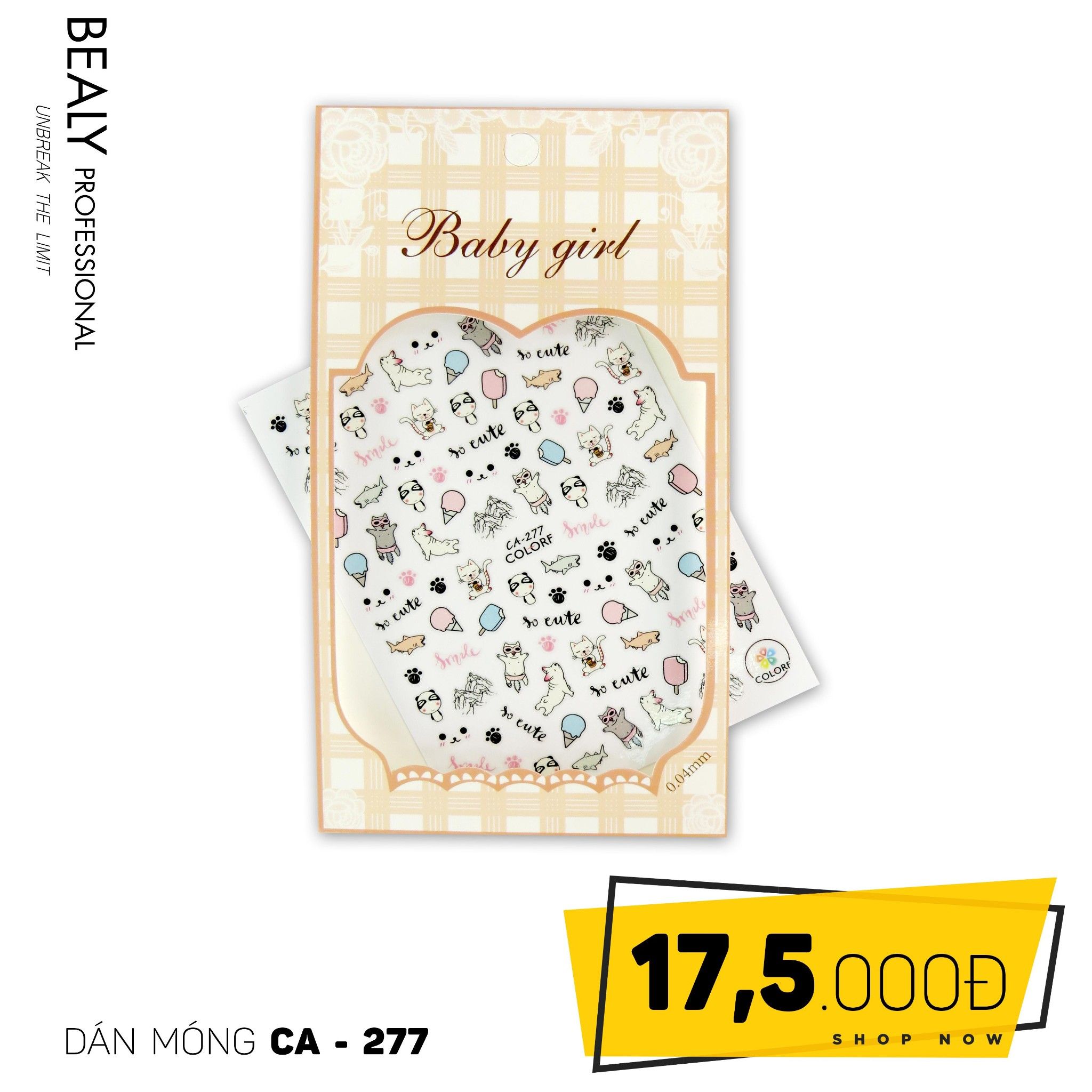 STICKER DÁN MÓNG BABY GIRL TÚI HỒNG CARO VUÔNG CA277