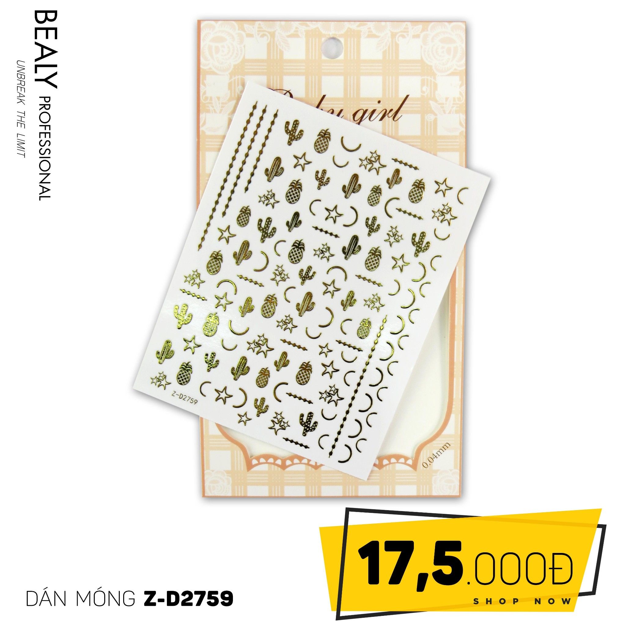 STICKER DÁN MÓNG BABY GIRL TÚI HỒNG CARO VUÔNG Z-D2759