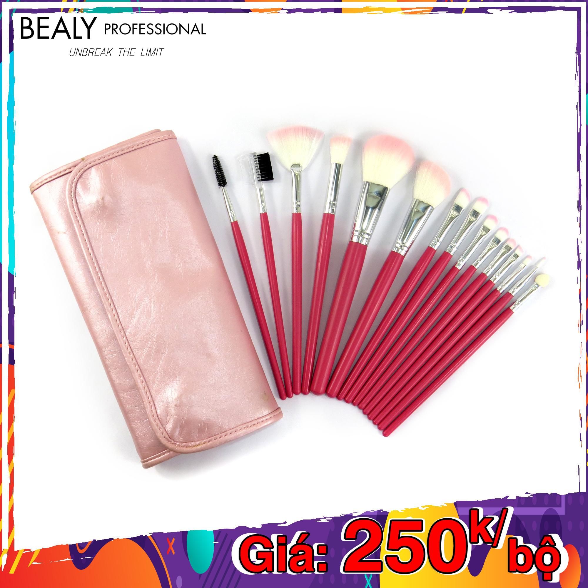 BỘ CỌ TRANG ĐIỂM 15 MÓN TÚI HỒNG NHẠT