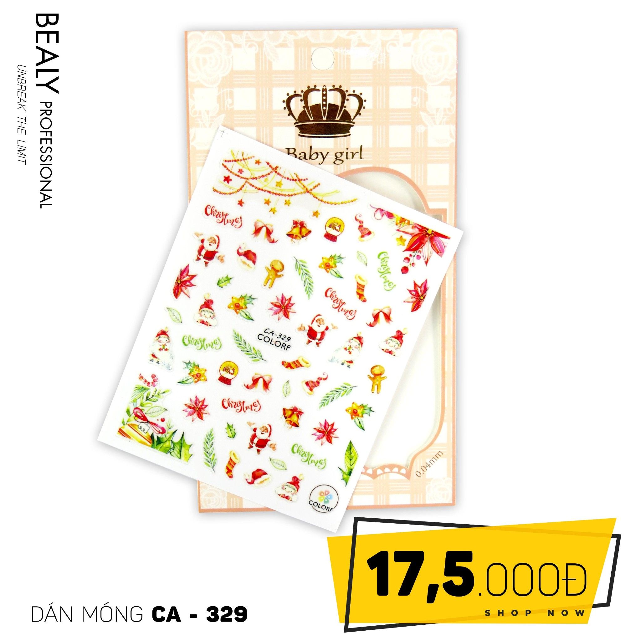 STICKER DÁN MÓNG BABY GIRL TÚI HỒNG CARO VUÔNG CA329