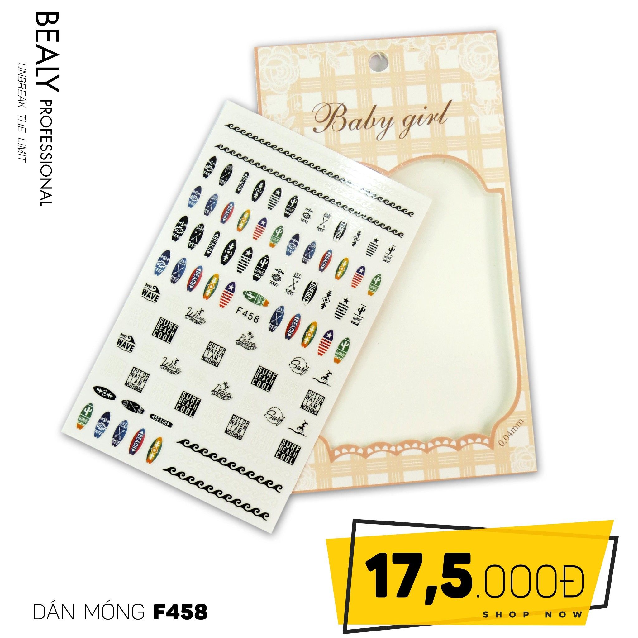 STICKER DÁN MÓNG BABY GIRL TÚI HỒNG CARO VUÔNG F458
