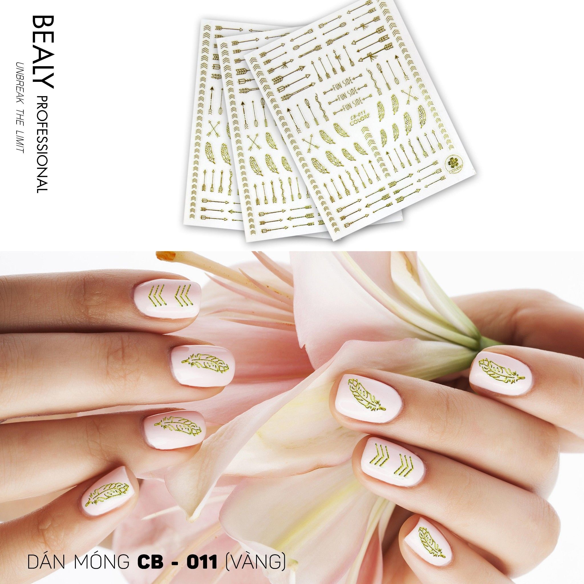 STICKER DÁN MÓNG BABY GIRL TÚI HỒNG CARO VUÔNG CB011 VÀNG