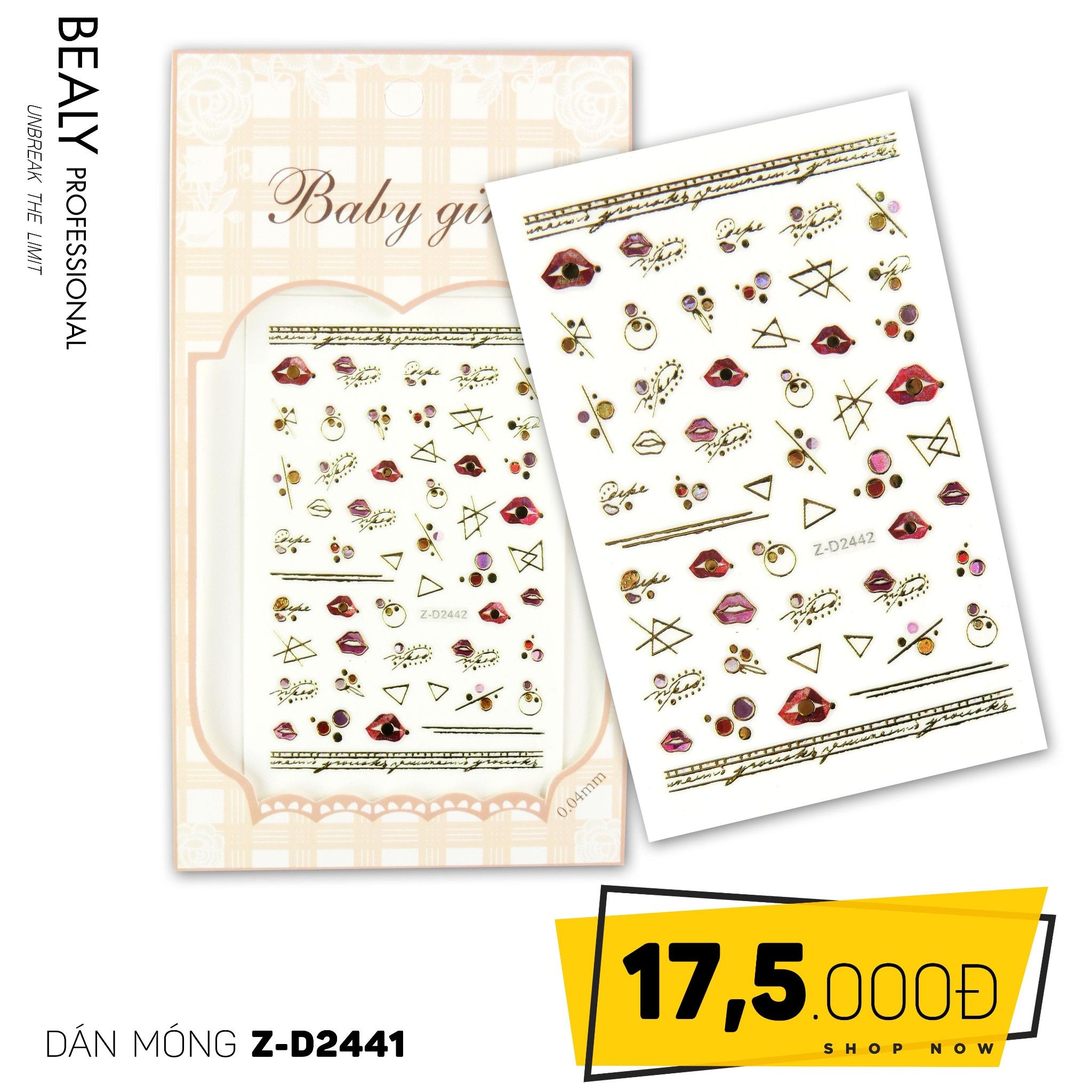 STICKER DÁN MÓNG BABY GIRL TÚI HỒNG CARO VUÔNG Z-D2441