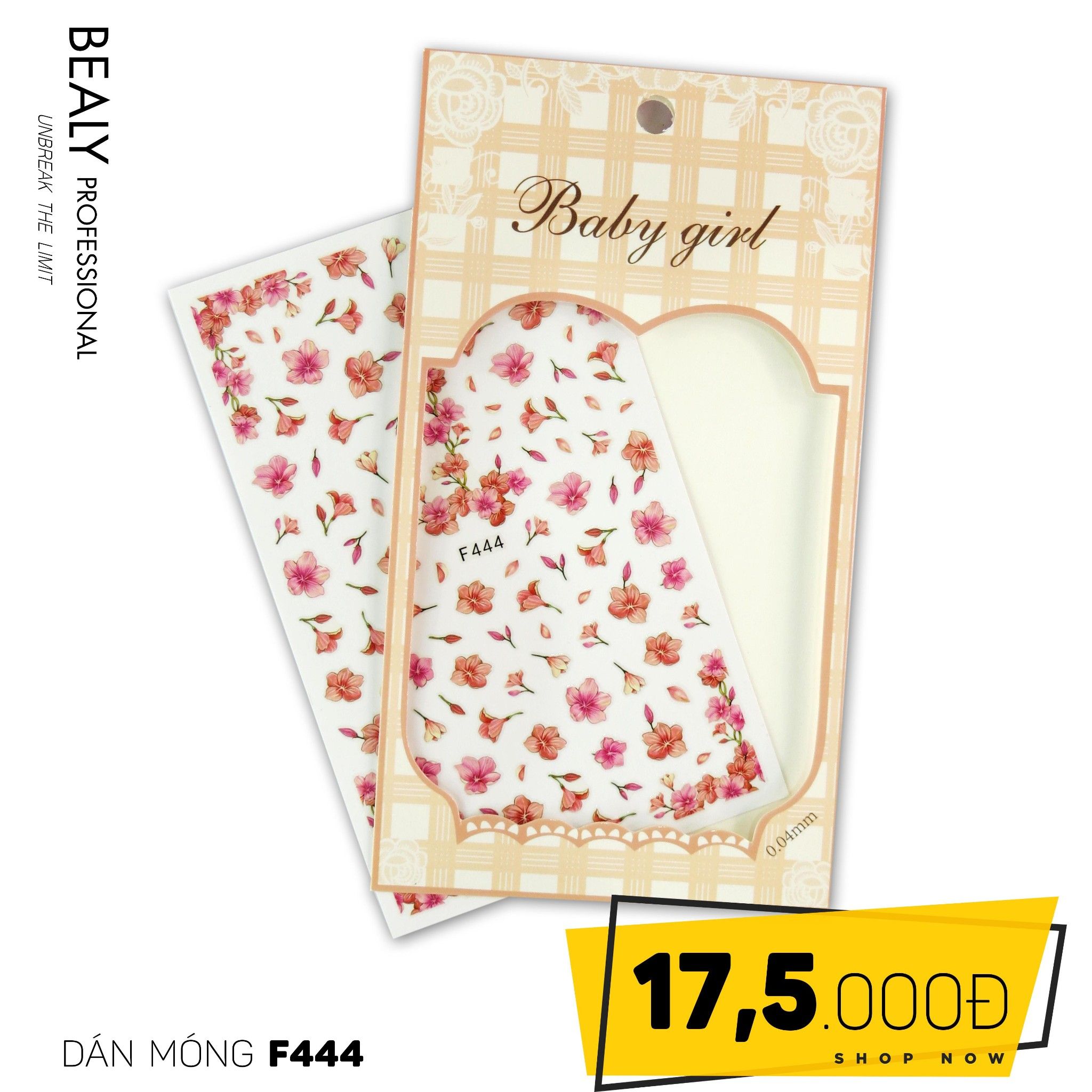 STICKER DÁN MÓNG BABY GIRL TÚI HỒNG CARO VUÔNG F444