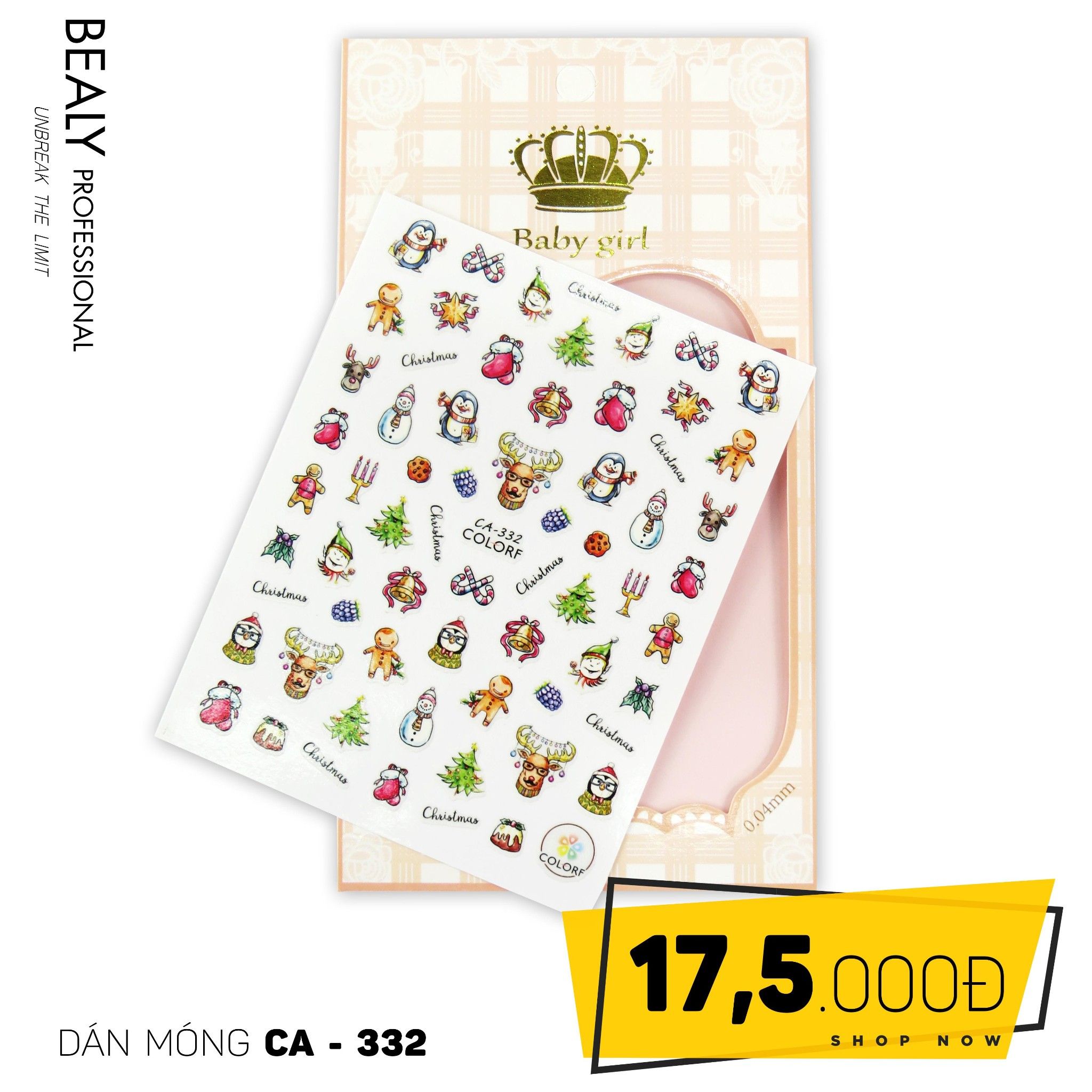 STICKER DÁN MÓNG BABY GIRL TÚI HỒNG CARO VUÔNG CA332