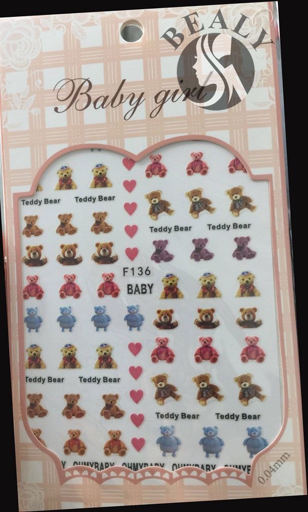 STICKER DÁN MÓNG BABY GIRL TÚI HỒNG CARO VUÔNG F136
