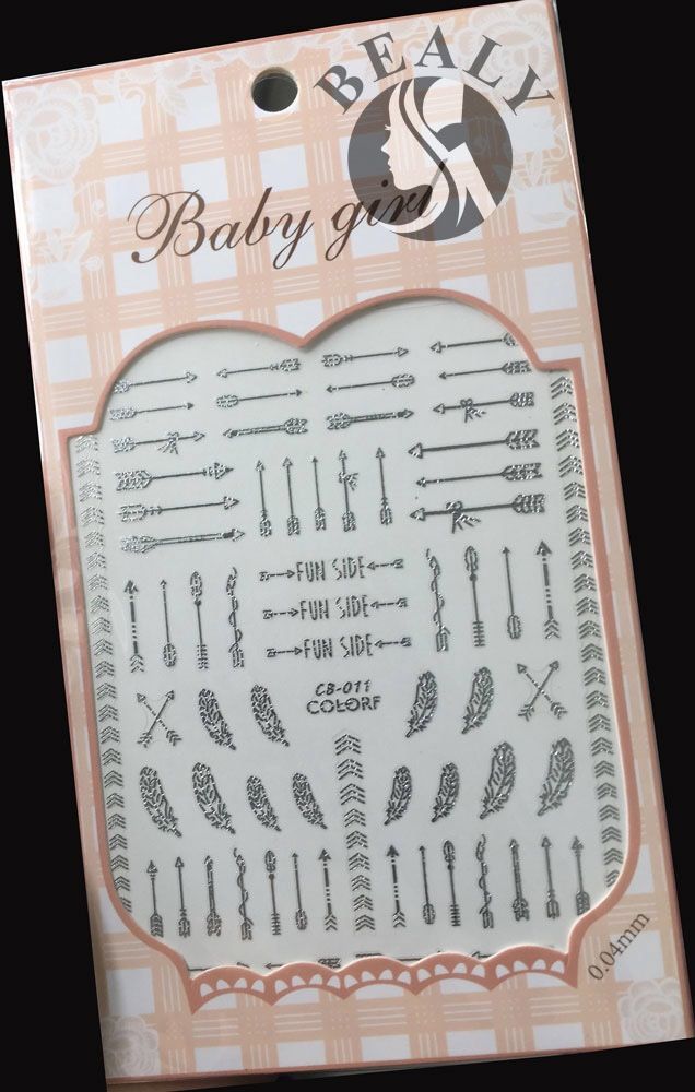 STICKER DÁN MÓNG BABY GIRL TÚI HỒNG CARO VUÔNG CB011 BẠC