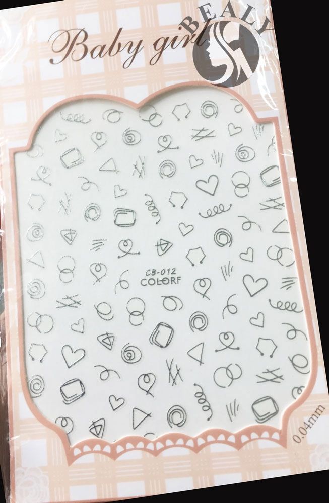 STICKER DÁN MÓNG BABY GIRL TÚI HỒNG CARO VUÔNG CB012 BẠC