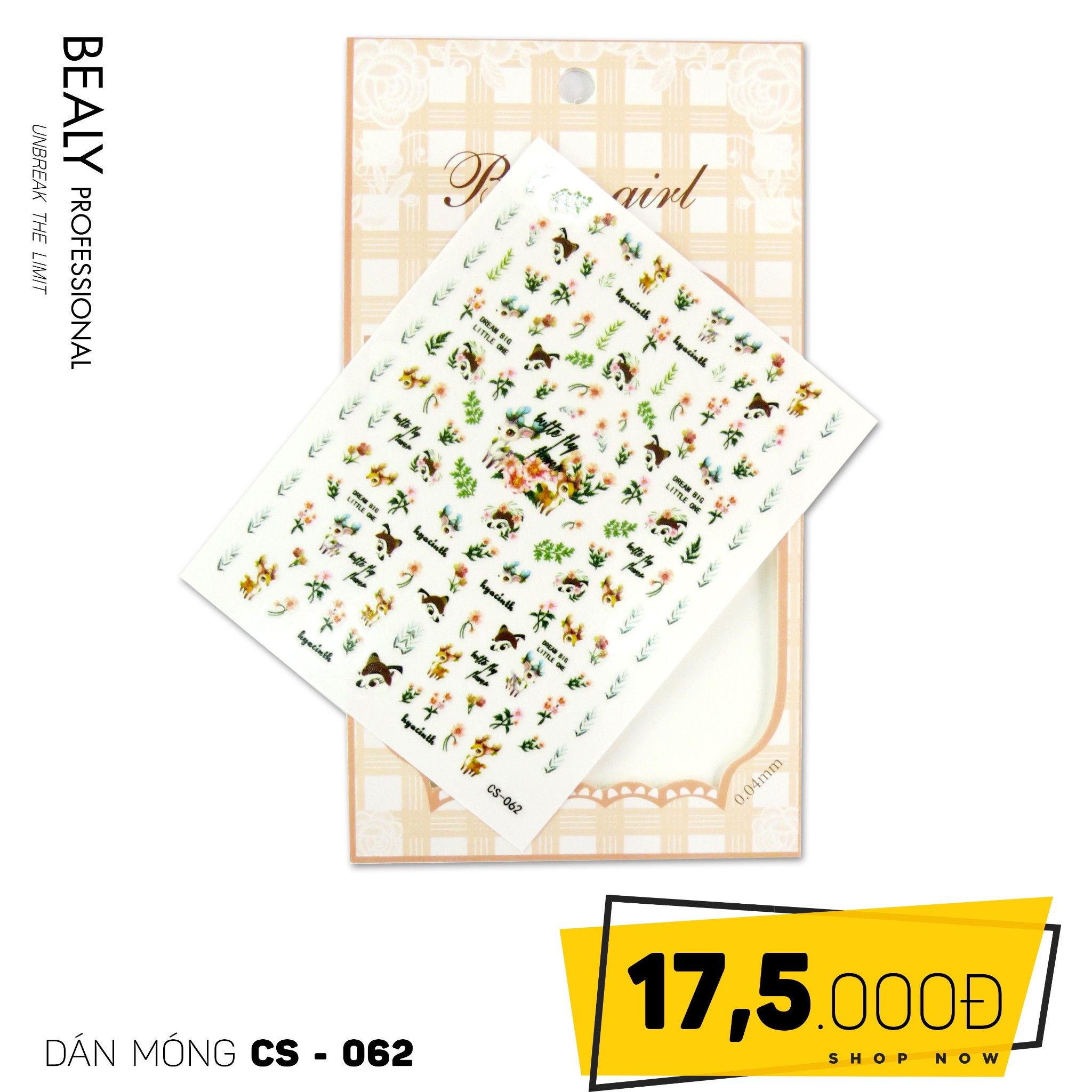 STICKER DÁN MÓNG BABY GIRL TÚI HỒNG CARO VUÔNG CS-062