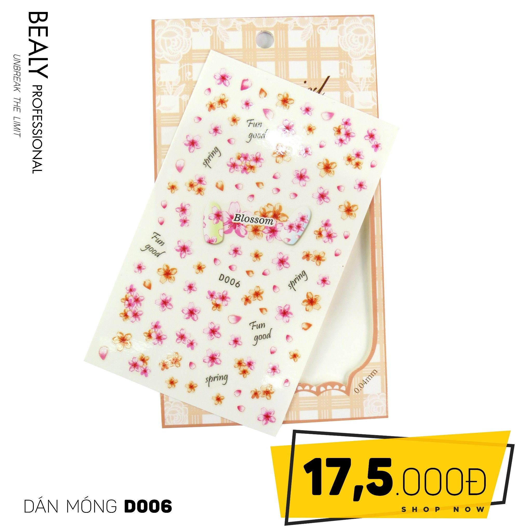 STICKER DÁN MÓNG BABY GIRL TÚI HỒNG CARO VUÔNG D006