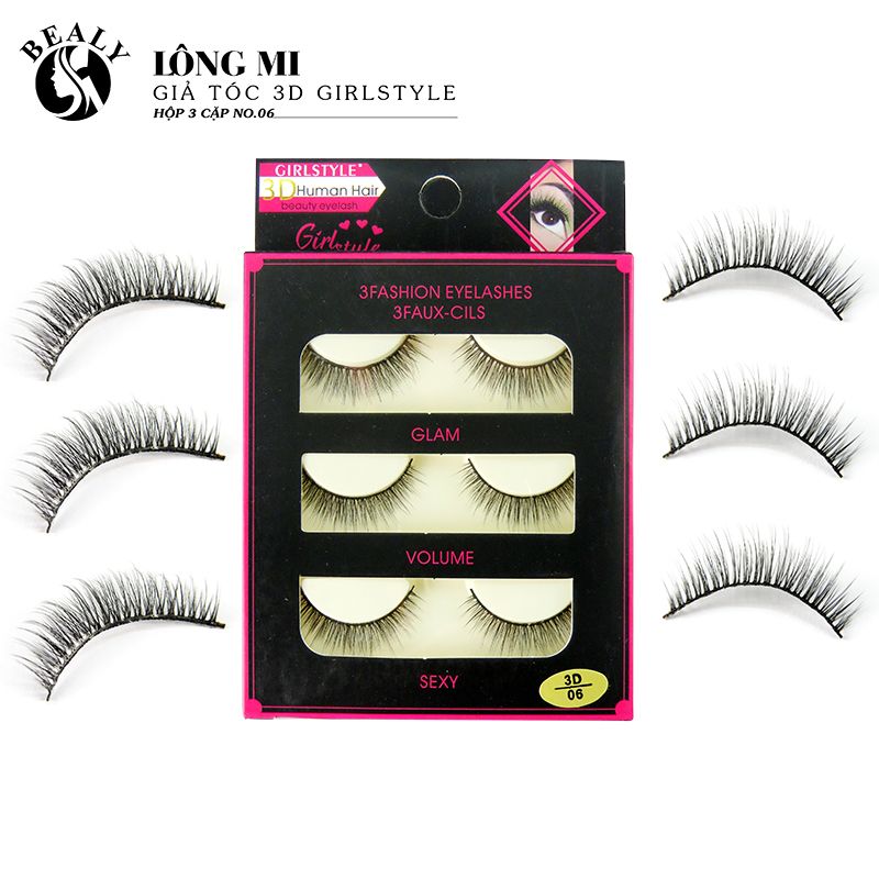 LÔNG MI GIẢ TÓC 3D GIRLS STYLE HỘP 3 CẶP NO.06