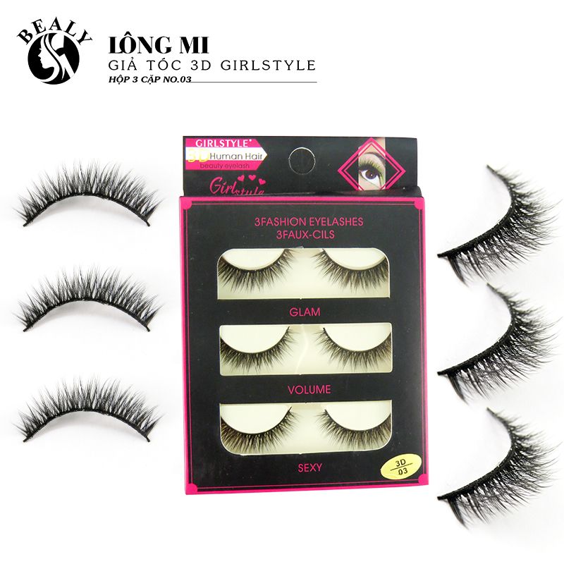 LÔNG MI GIẢ TÓC 3D GIRLS STYLE HỘP 3 CẶP NO.03