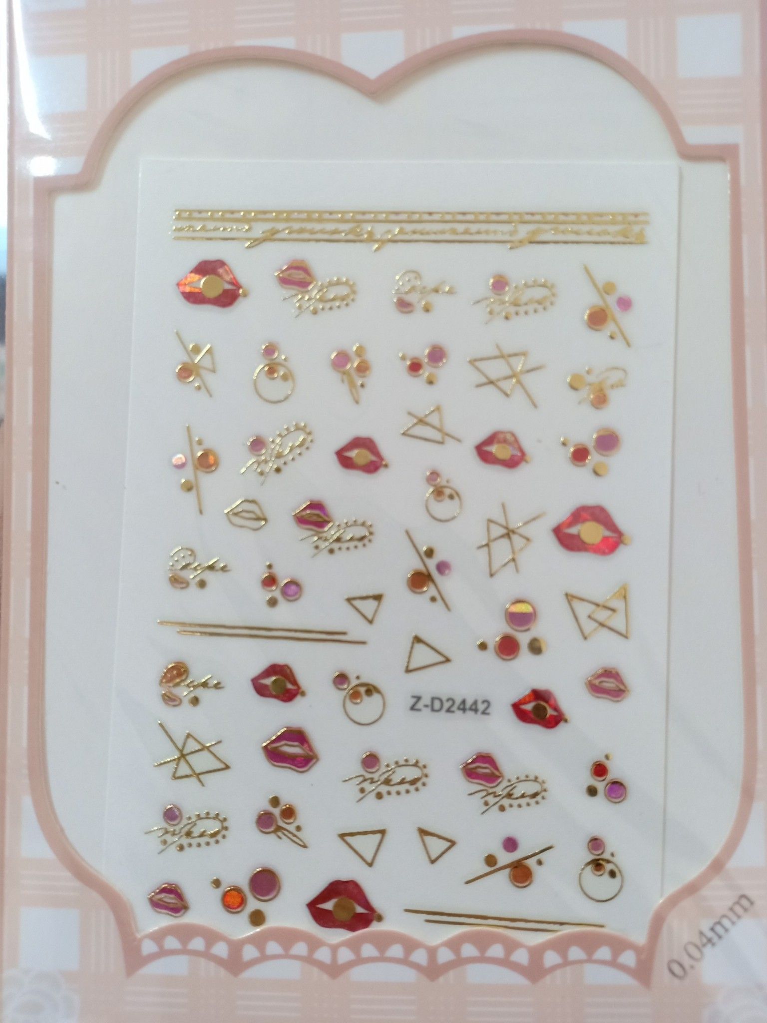 STICKER DÁN MÓNG BABY GIRL TÚI HỒNG CARO VUÔNG Z-D2442