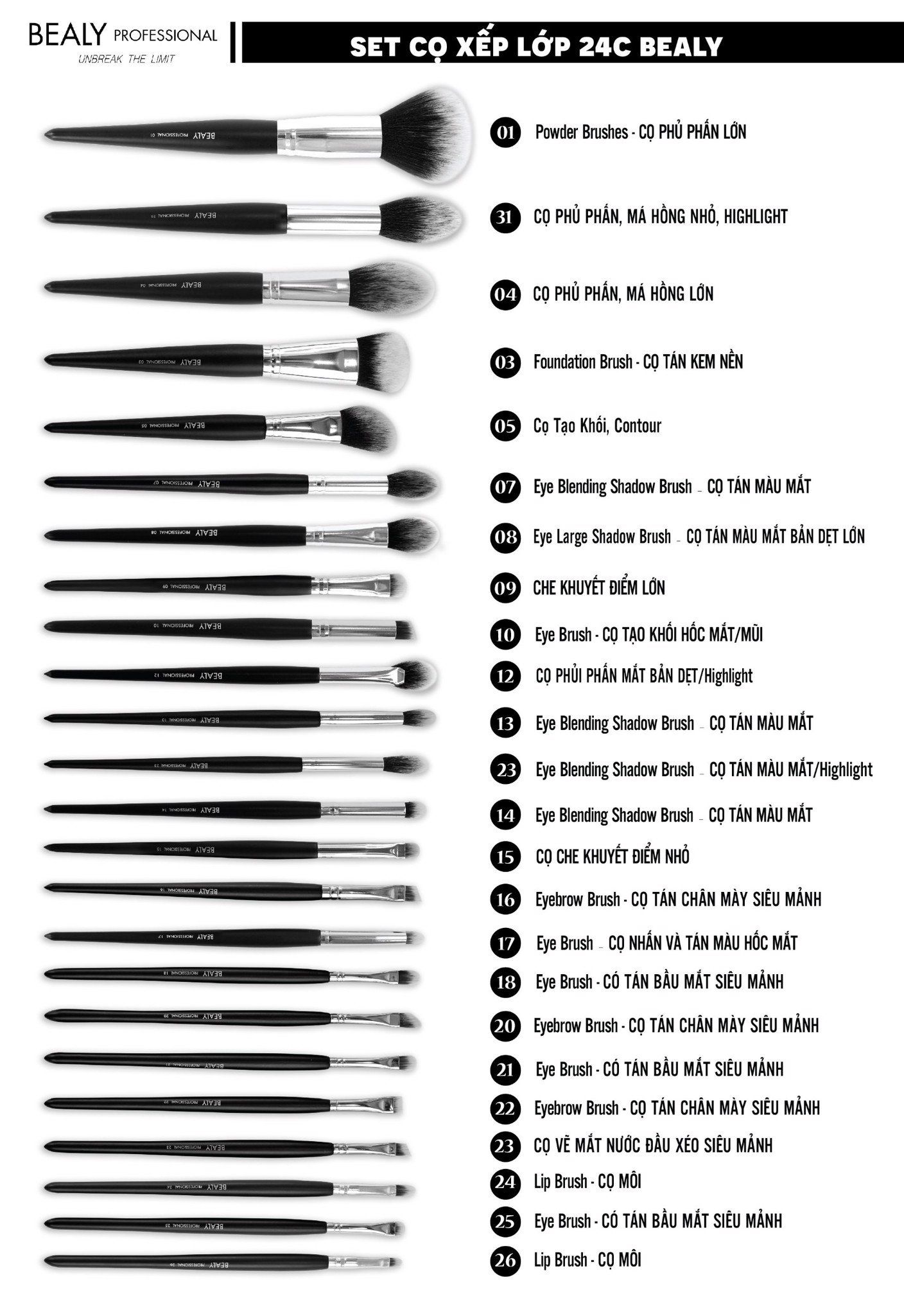 BỘ CỌ 24C XẾP LỚP CÁN ĐEN BEALY
