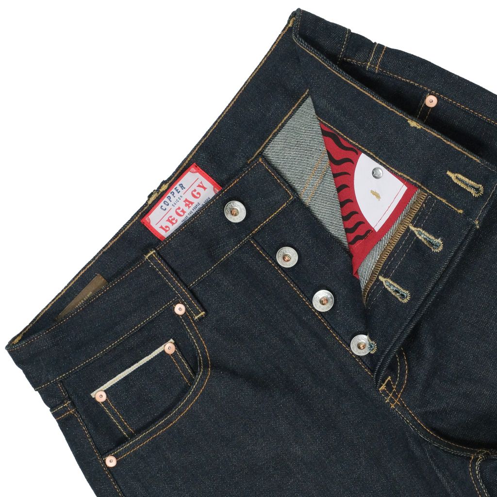 KURABO 19oz Prime Blue Raw Selvedge Denim / Straight Pants / Silver Button / Japanese Fabric