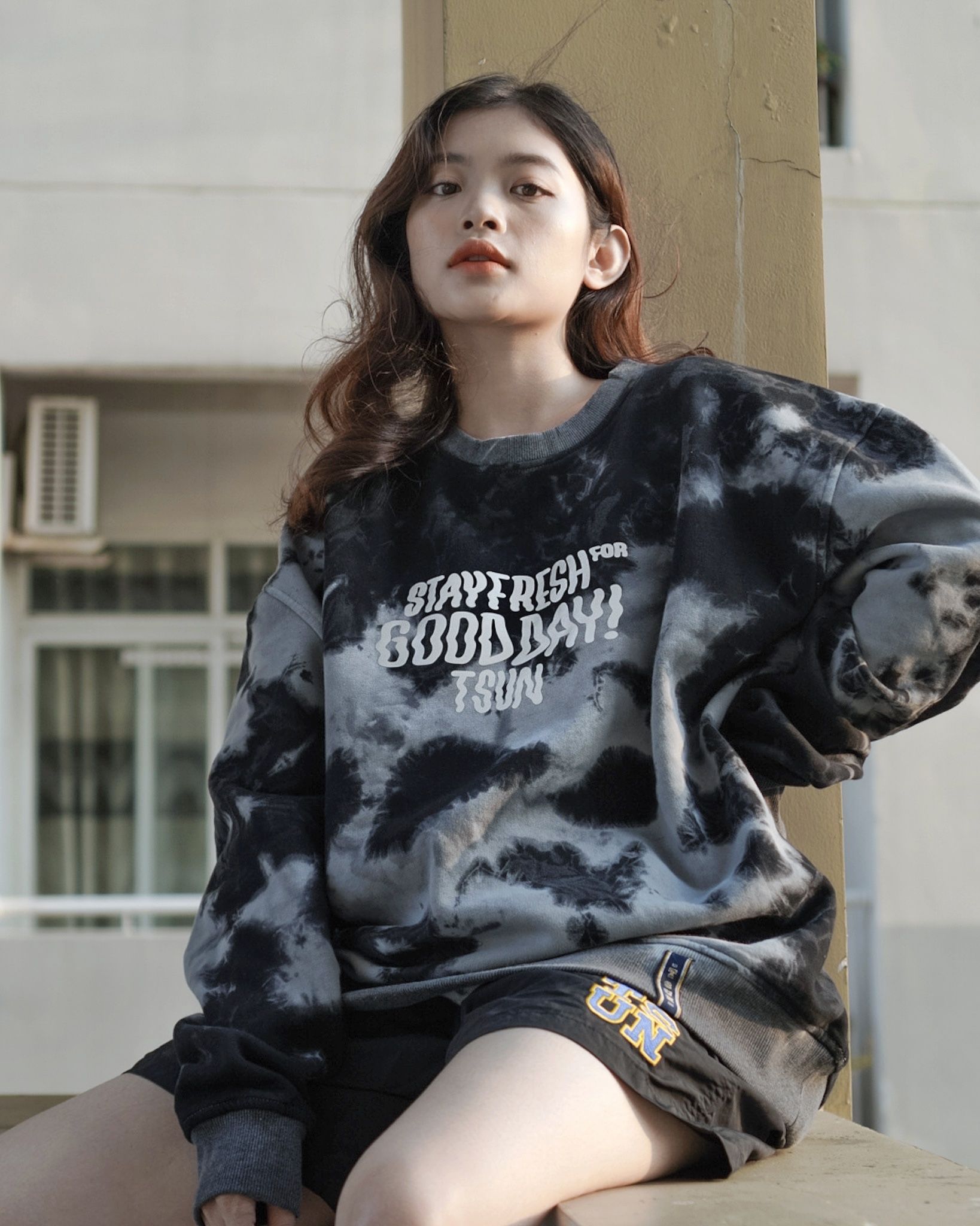 Tiedye Tee Sweater Black/Grey