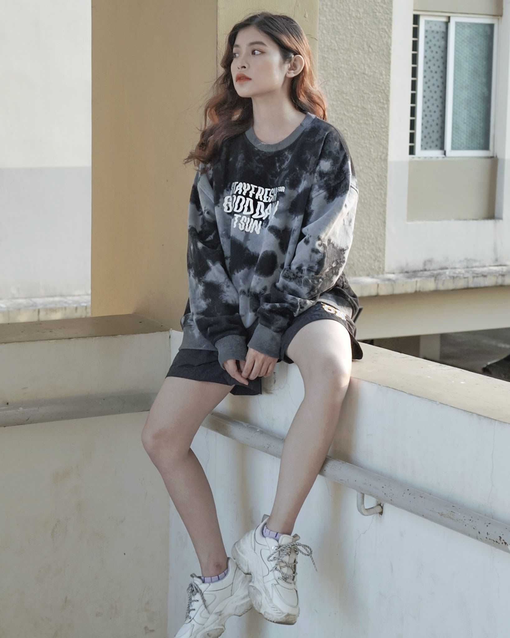 Tiedye Tee Sweater Black/Grey