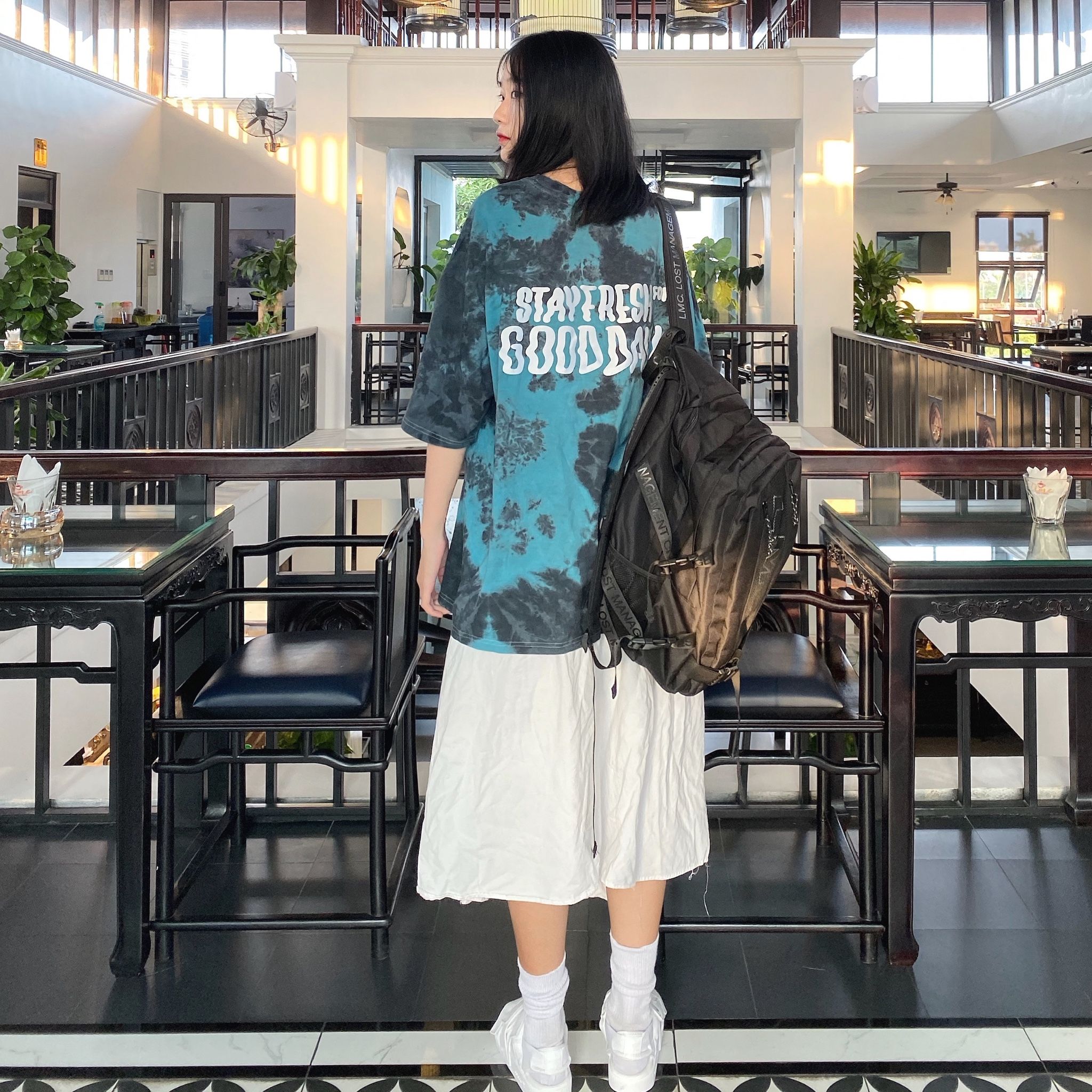TieDye Tee Black/Cyan