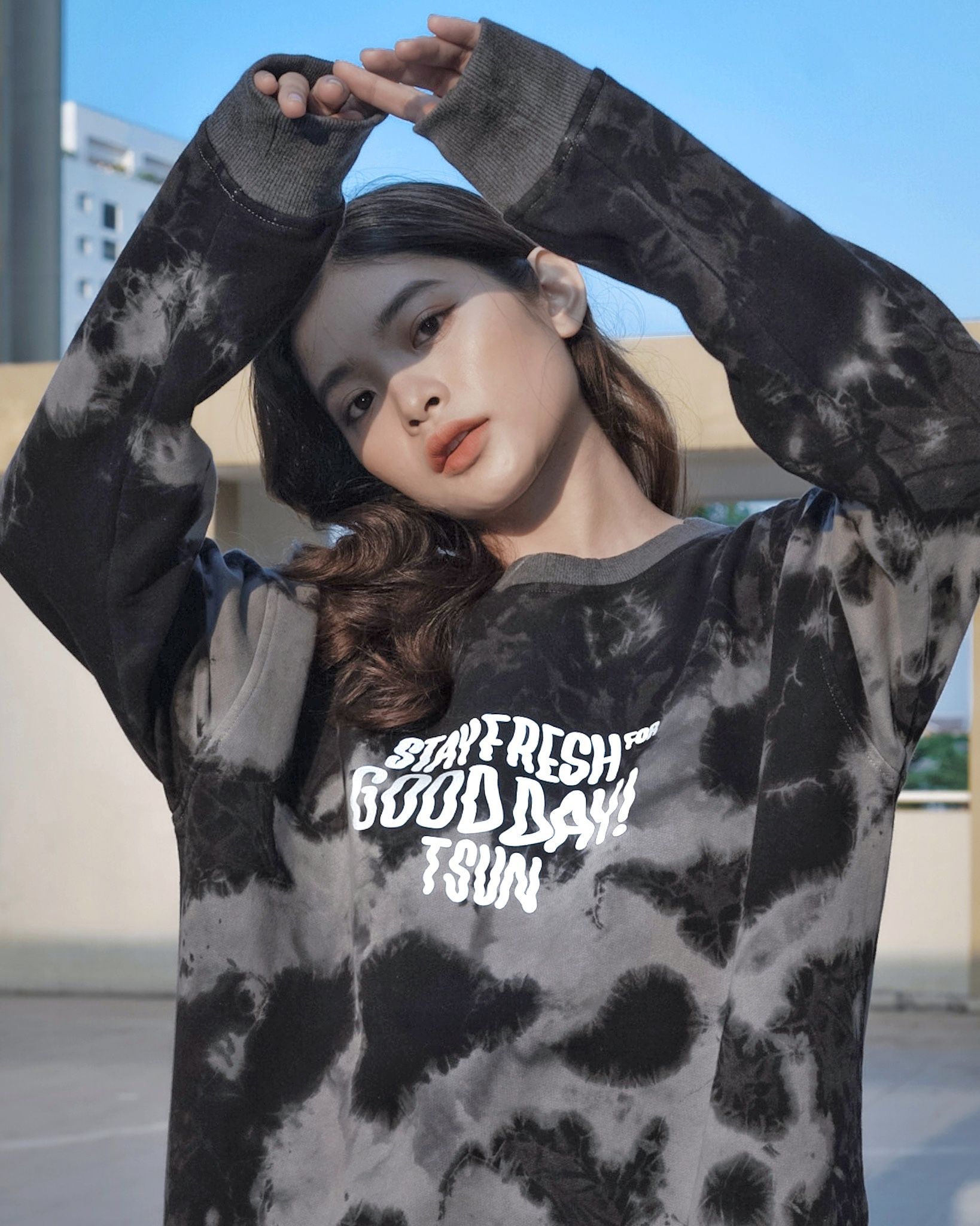 Tiedye Tee Sweater Black/Grey