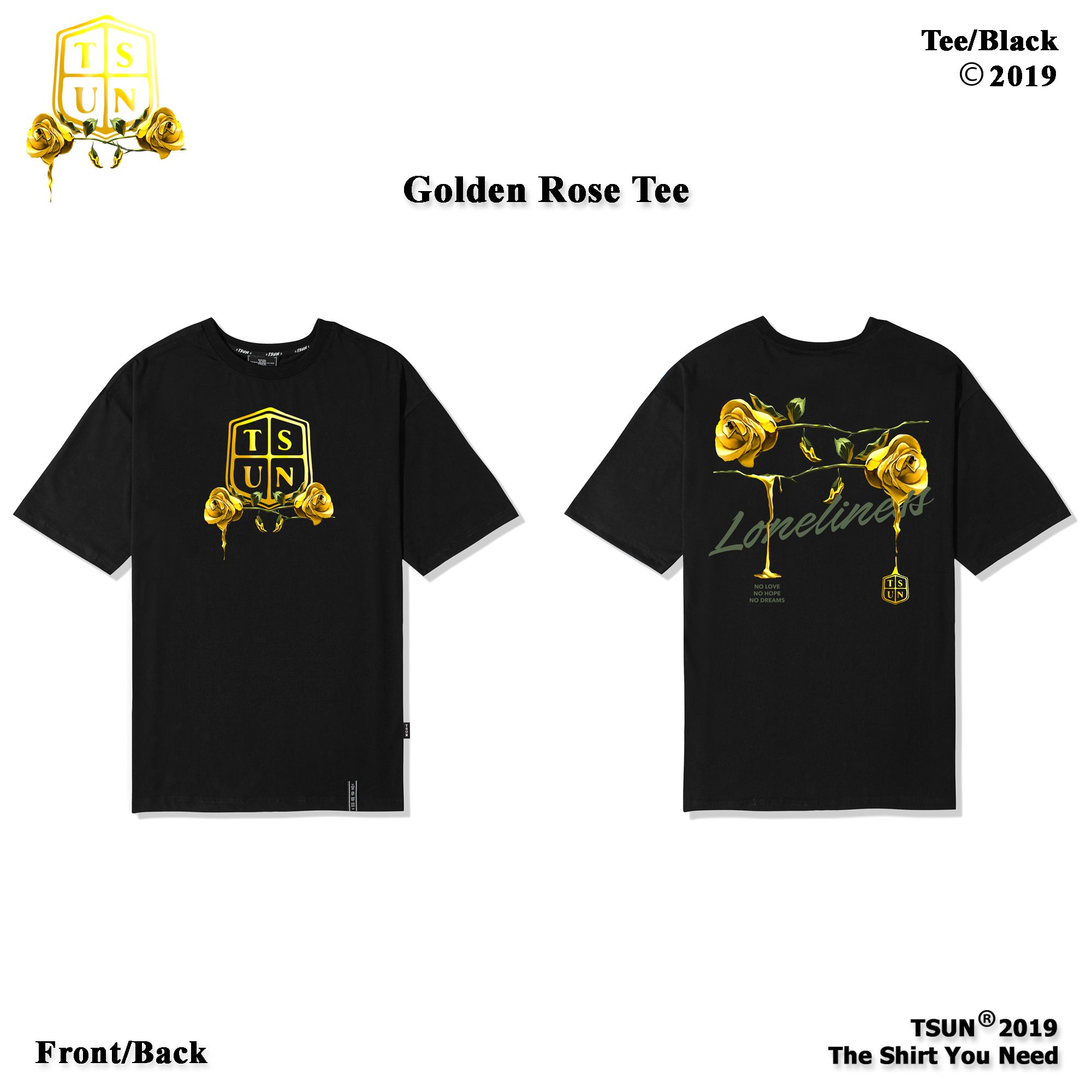 Golden Rose Tee/Black